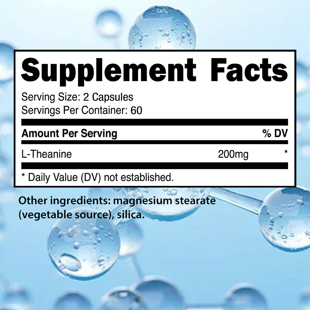 200mg L-Theanine Capsules, Natural Stress & Mood Relaxation Support,120 Veg Caps