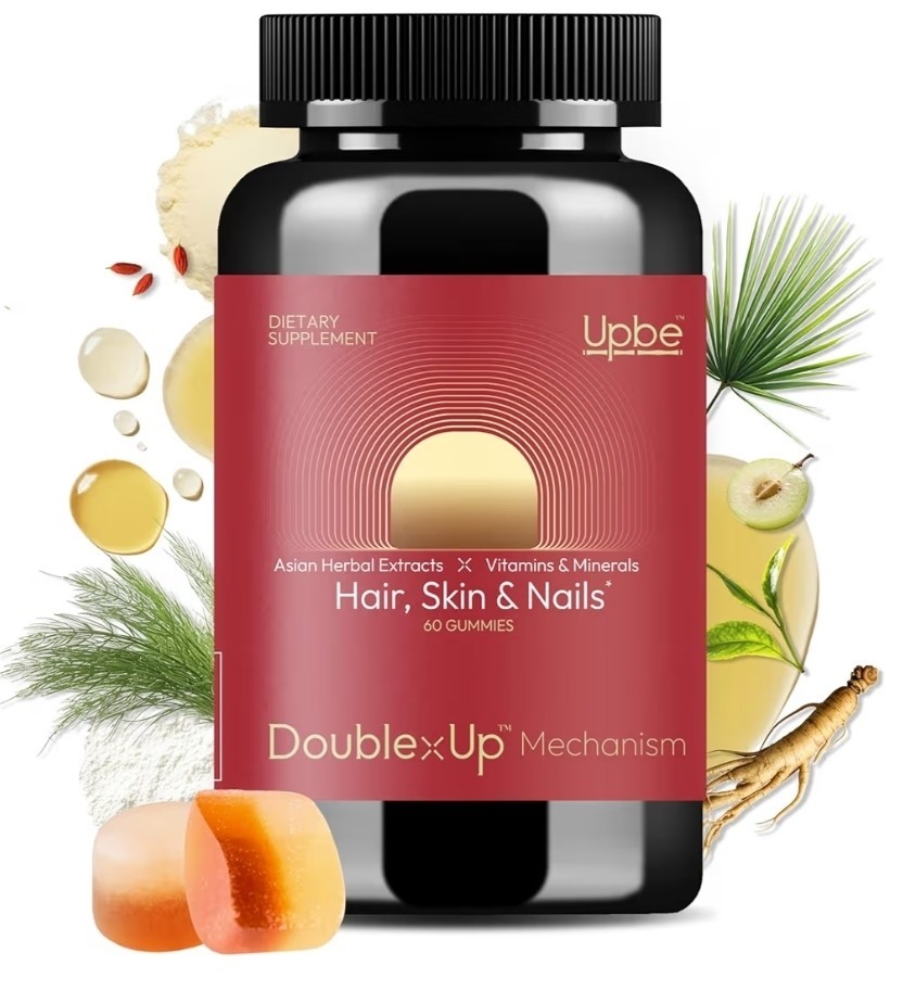Upbe Hair Skin Nails Mixed Fruit Ginseng Gummies Biotin Vitamins 60 Vegetarian