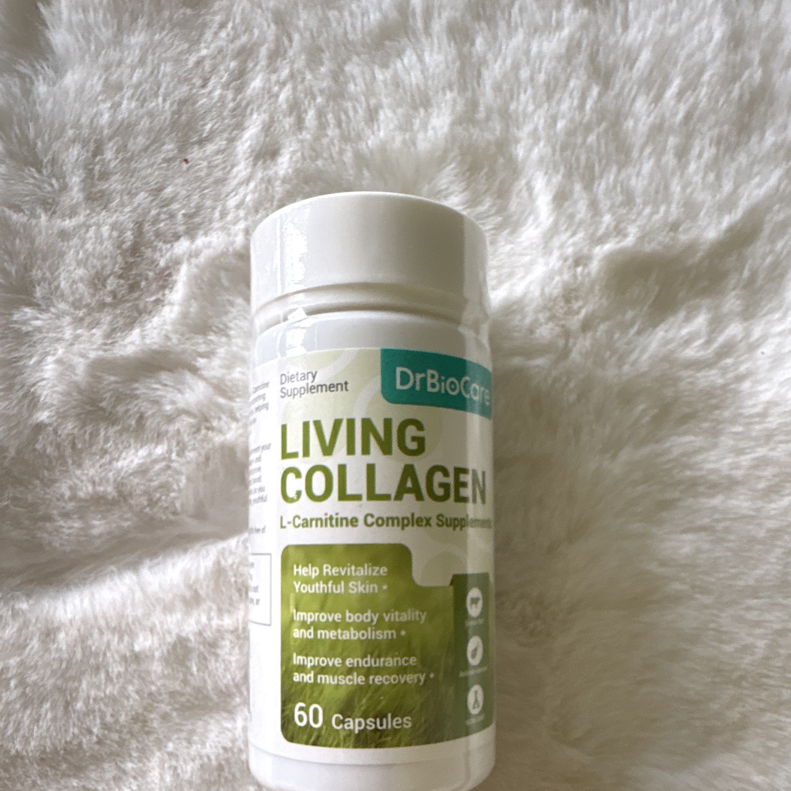 DrBioCare Living Collagen + L-Carnitine 60 Capsules Metabolism Hair Skin Non-GMO