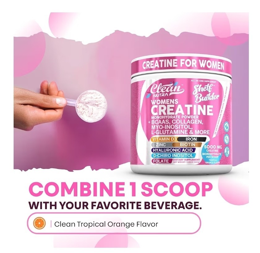 Women’s Creatine Powder w/ BCAAs, Collagen, Inositol – Clean Nutra Shelf Builder