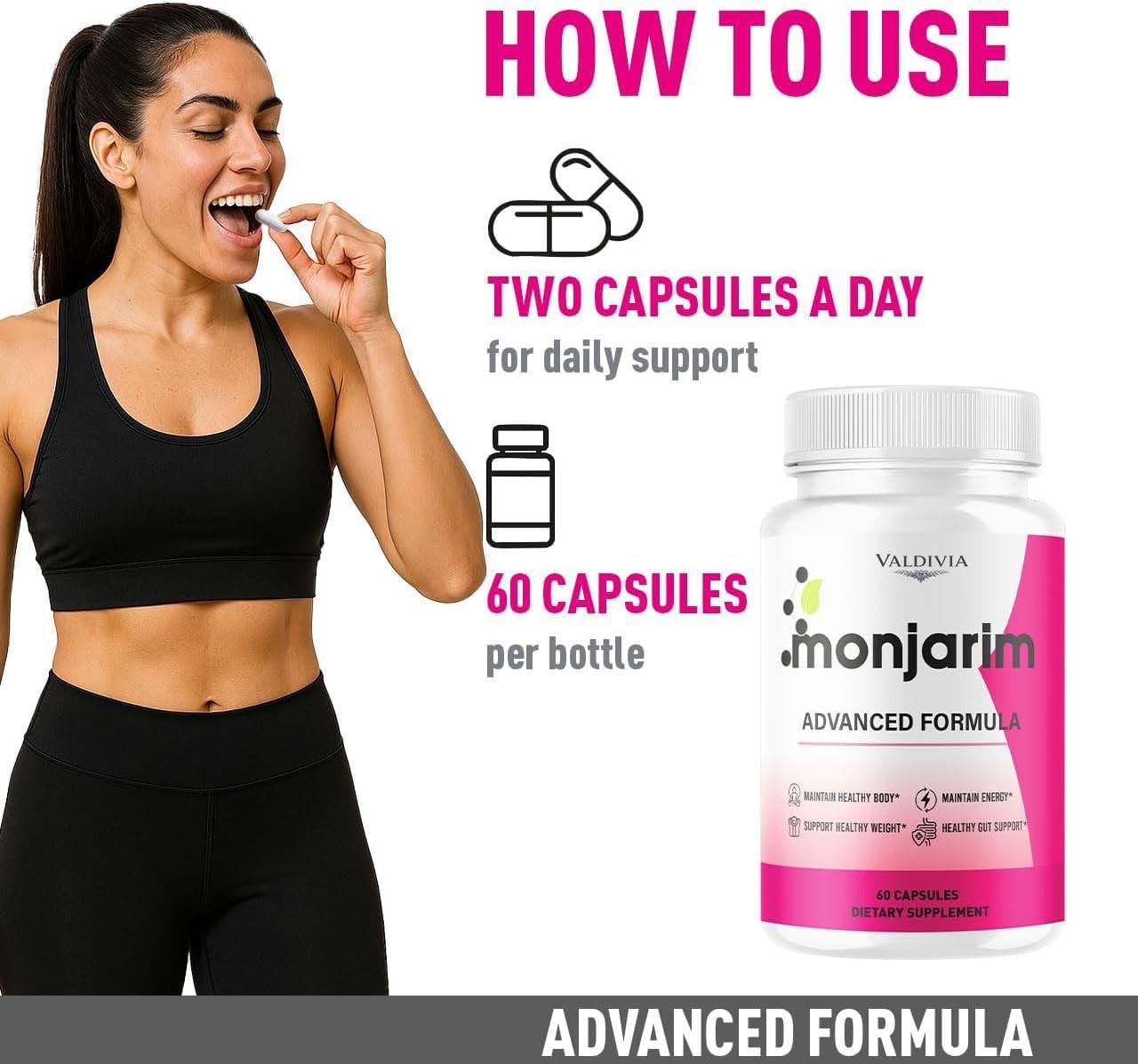 Valdivia Monjarim 180 Capsules 3 Pack Dietary Supplement Made in USA Metabolism