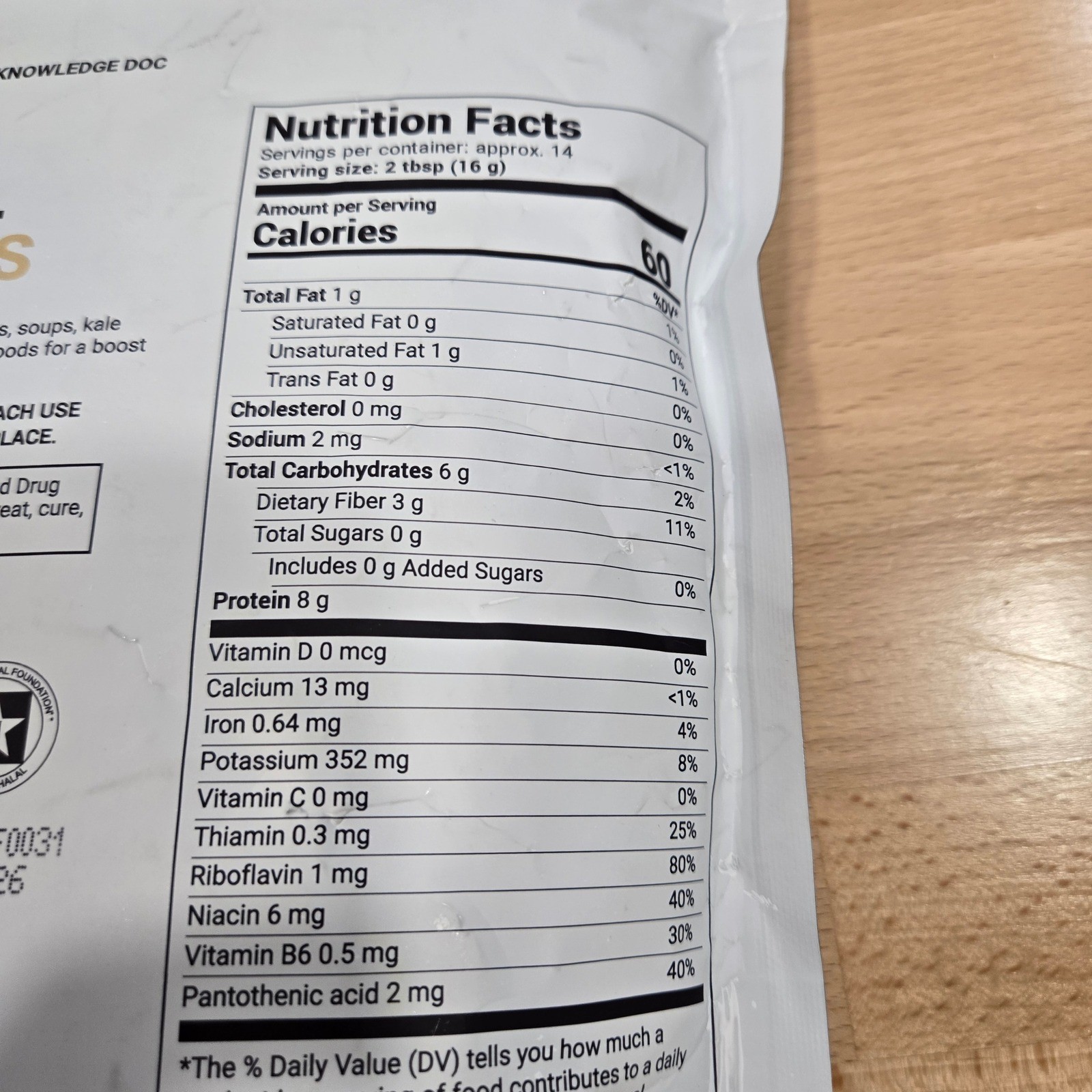 Dr. Berg Non-Fortified Nutritional Yeast Flakes Gluten-Free Vegan Non-GMO 8 oz