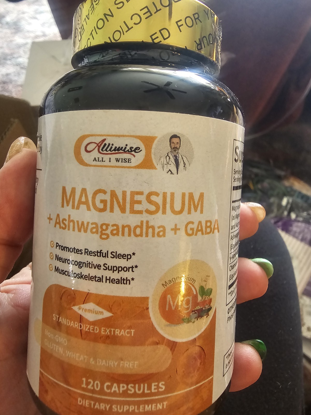 Alliwise Magnesium Glycinate, Malate, Taurate, Ashwagandha, GABA Capsules 120ct