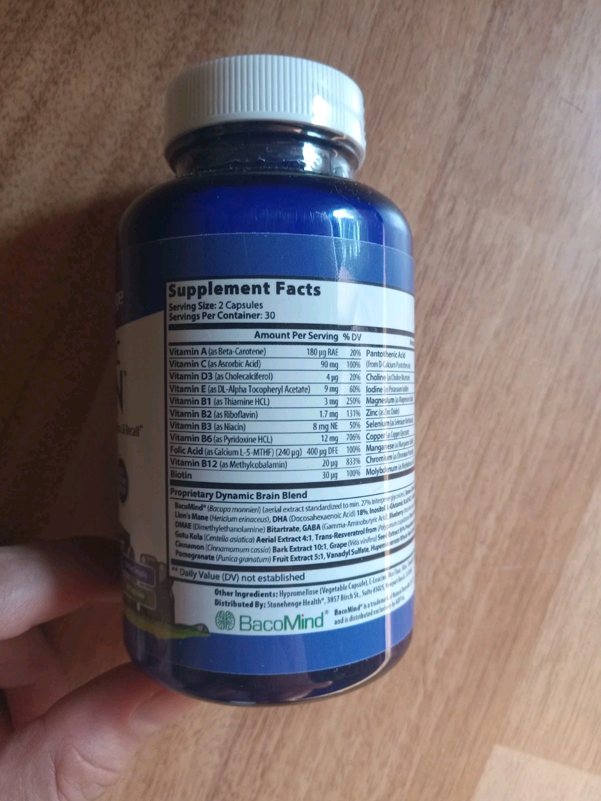Brain Memory Supplements Retention Recall Focus Capsules 30-Day Supply Vitamins