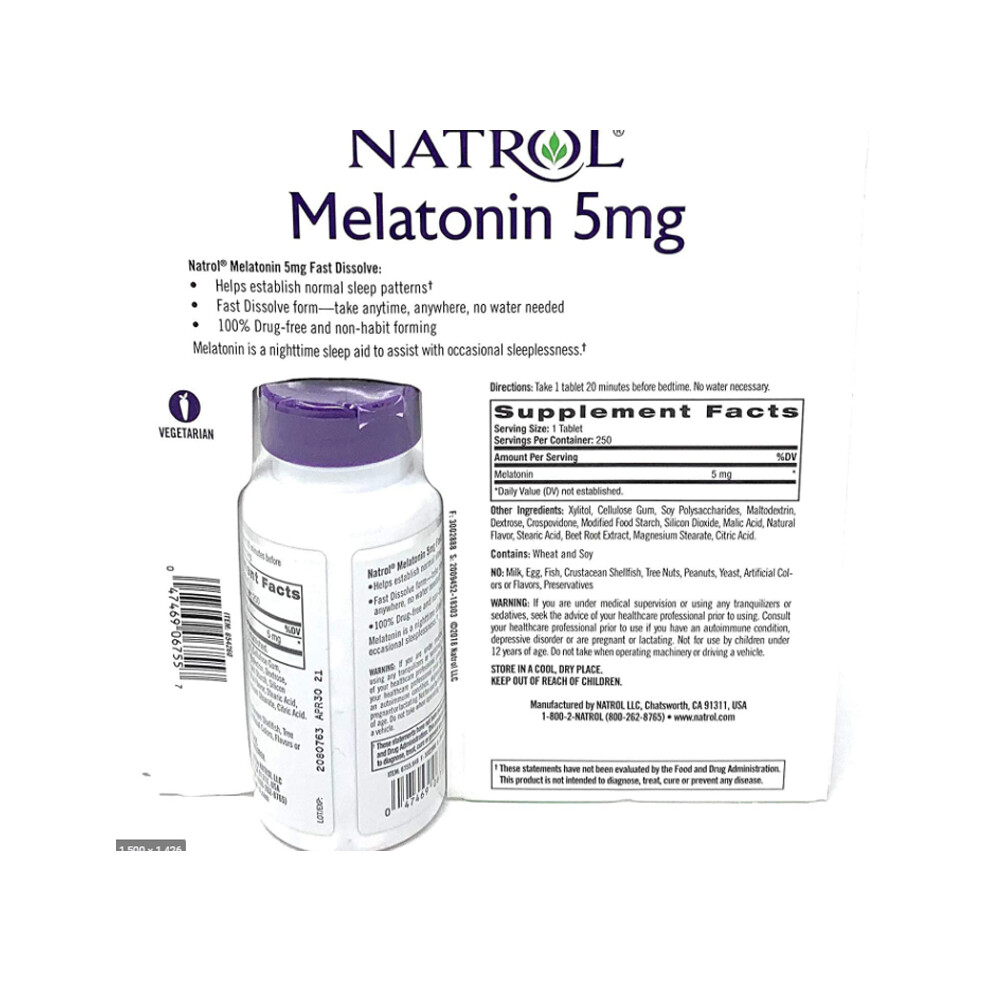 나트롤 멜라토닌 Natrol Melatonin 5mg Fast Dissolve 250정 한국직배송 (개인통관번호 메세지란에 기재필수)
