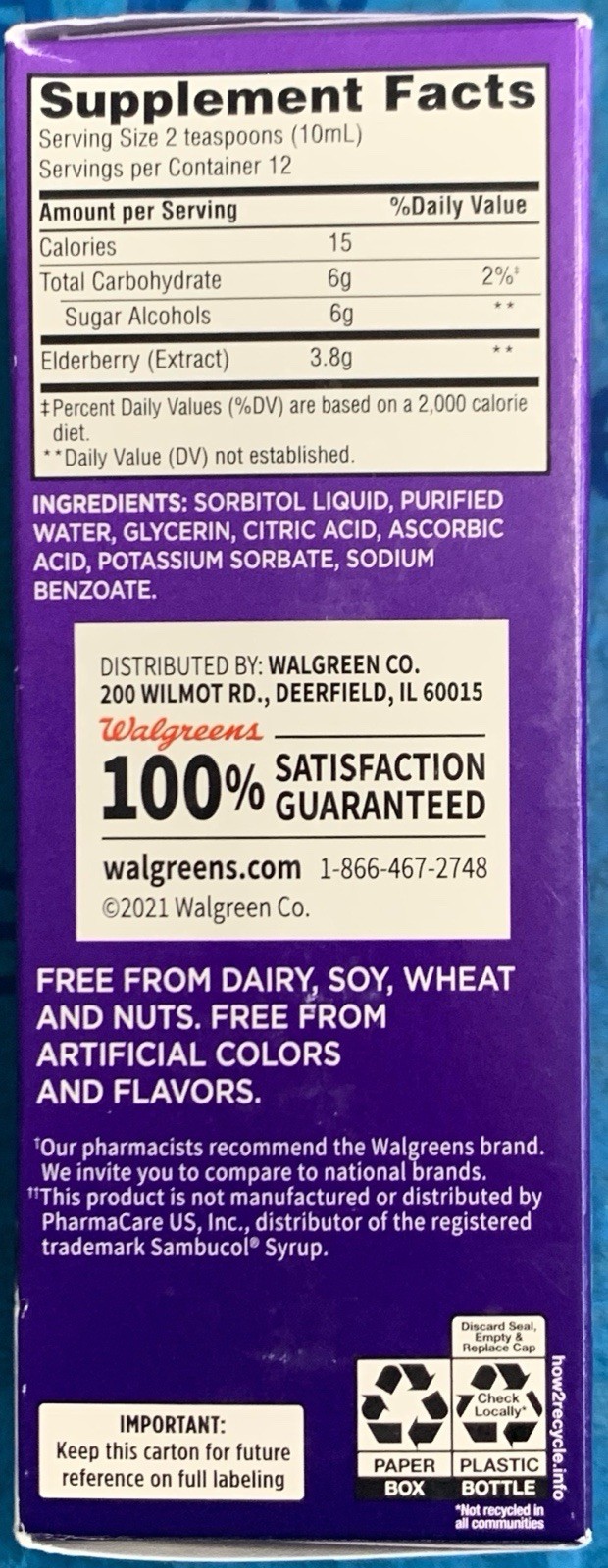Elderberry Liquid Syrup Sugar Free Immunity Antioxidants 120 mL Exp. 04/27 New