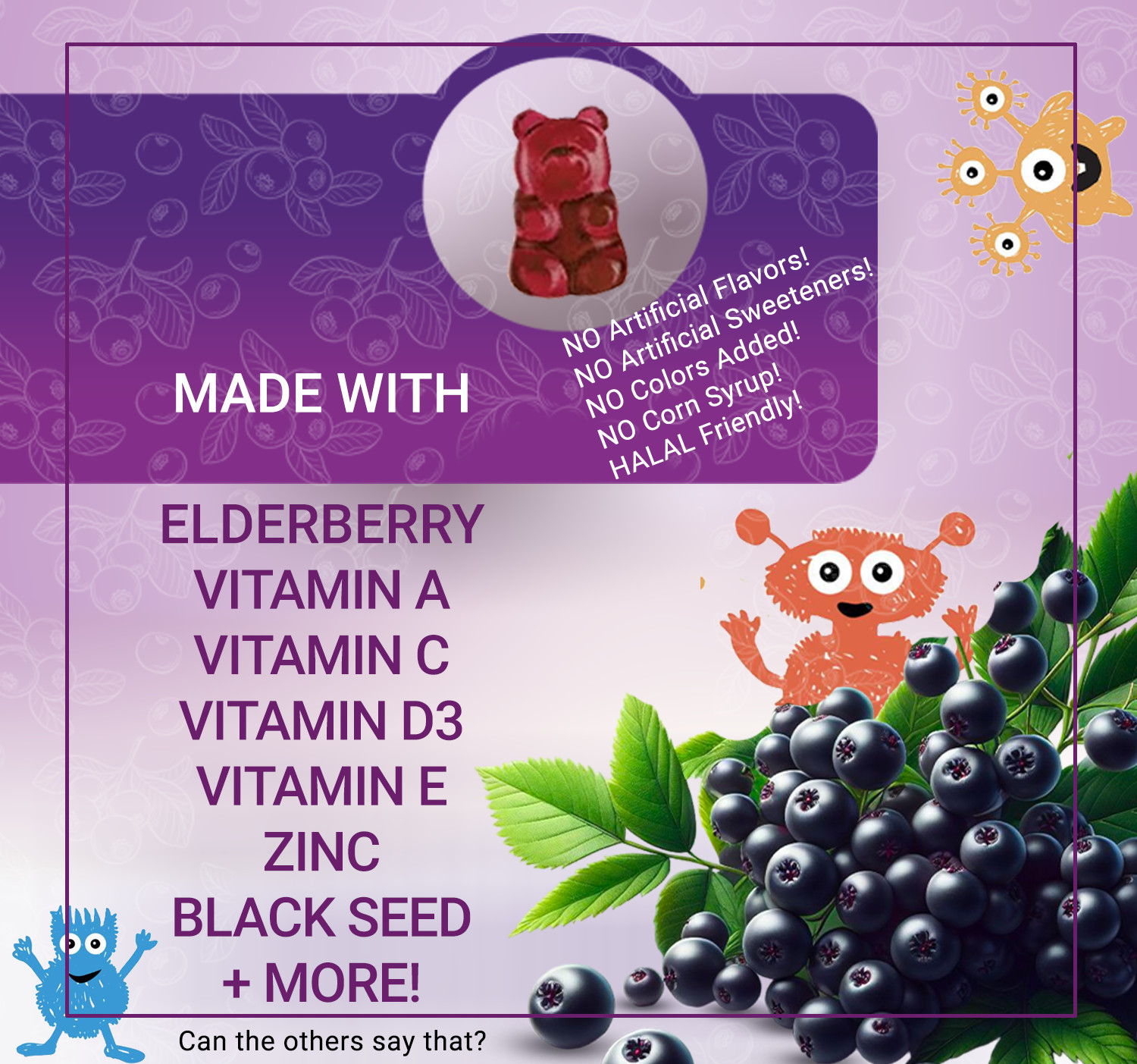 DYMA® Elderberry Multivitamin Kids Gummies With Black Seed Oil, Berry Blast Flav