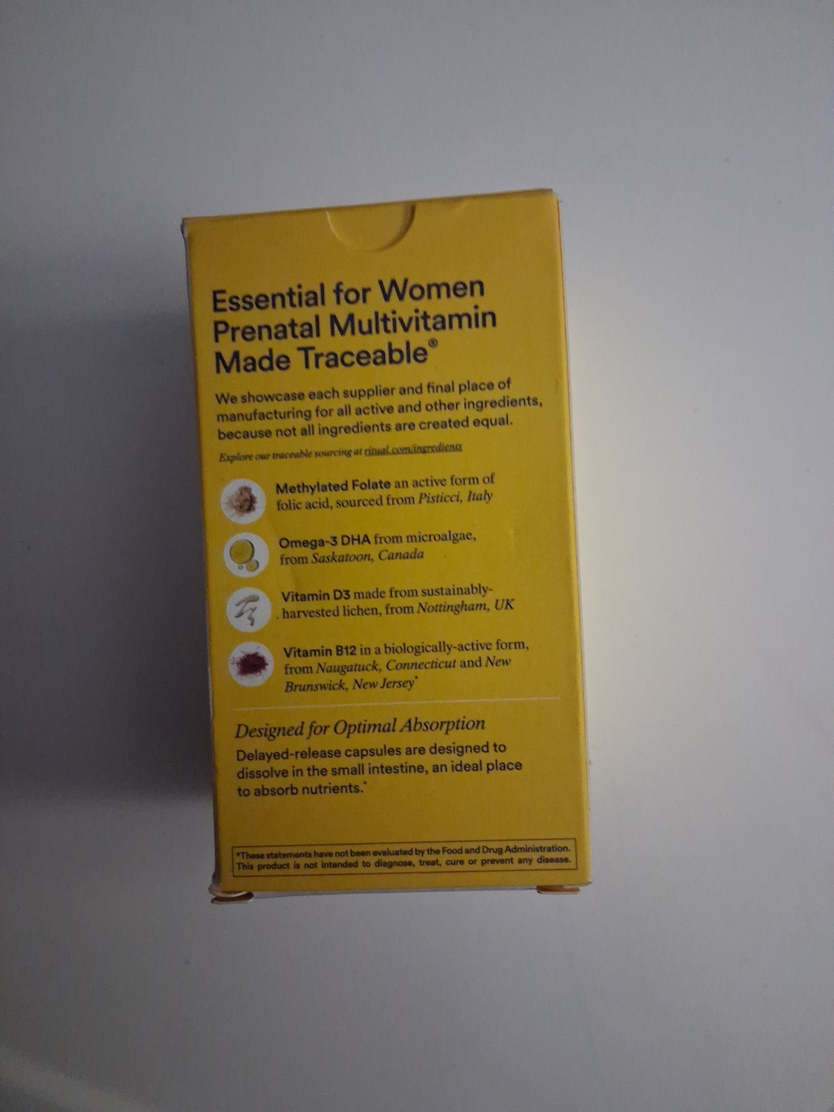 Ritual Prenatal Multivitamin Vegan-60 Citrus Expires 1/21/27