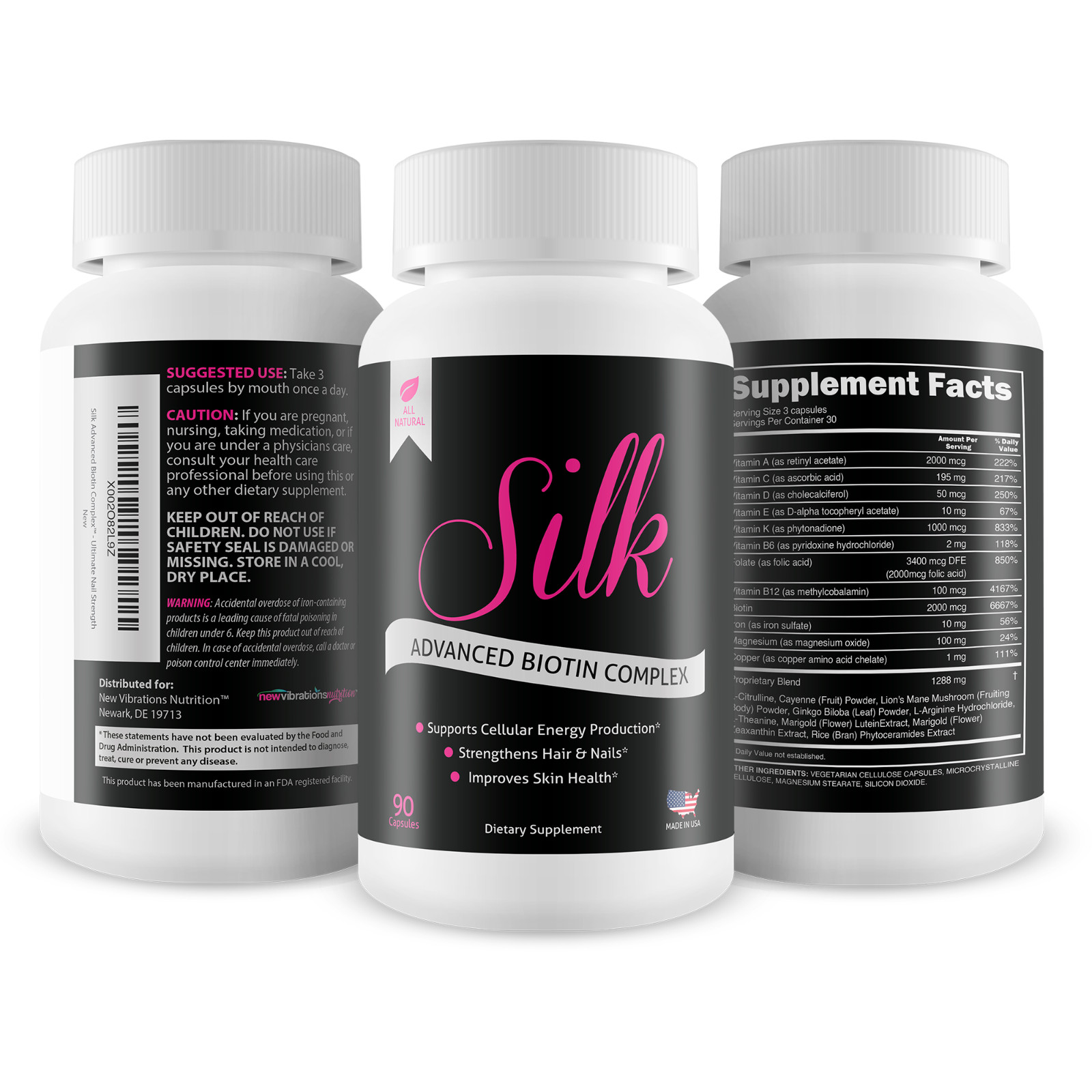 Silk Advanced Biotin Complex – Promotes Stronger, Longer Hair – Aid Skin & Nails