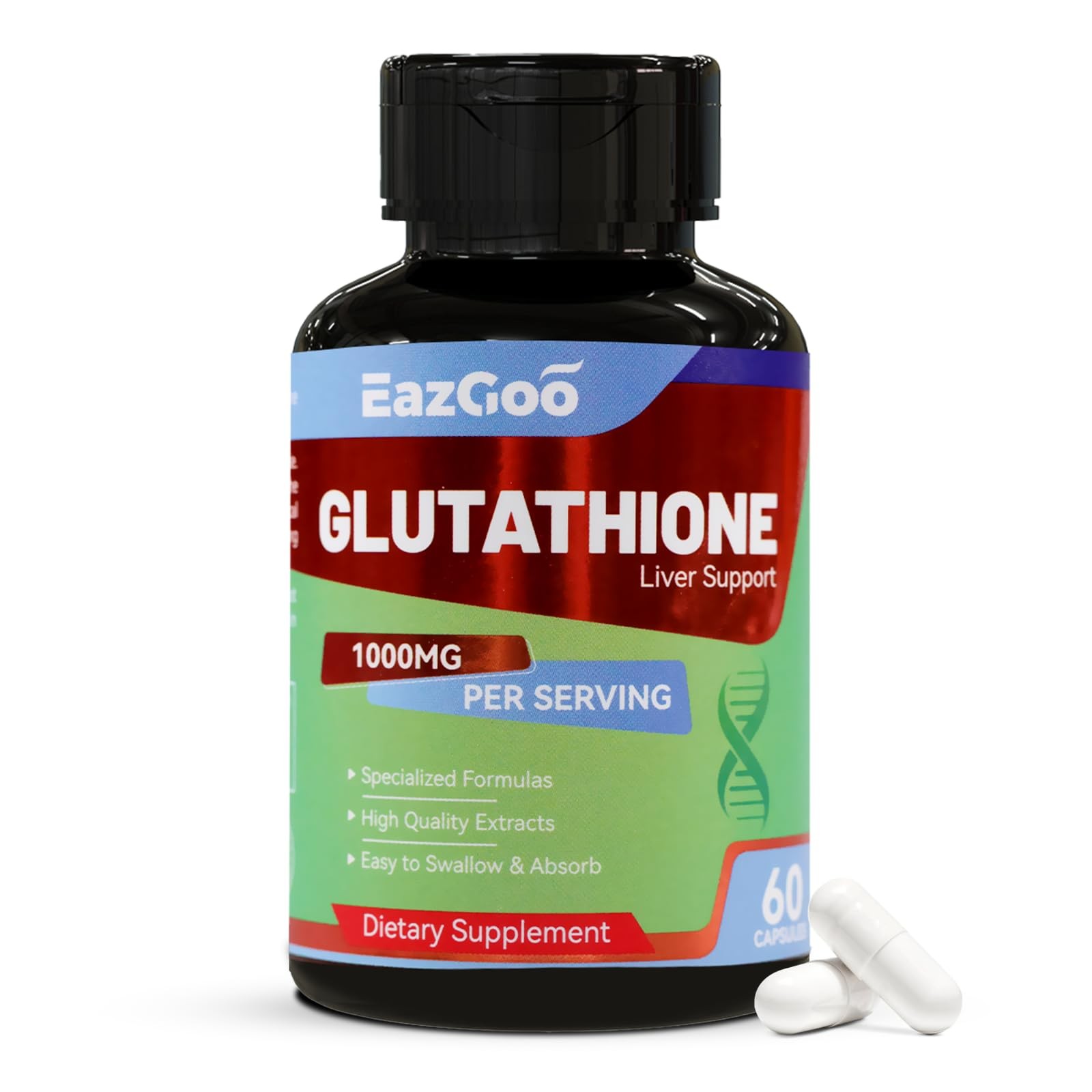 Glutathione Supplement 1000mg Antioxidant 60 Count (Pack of 1), Green