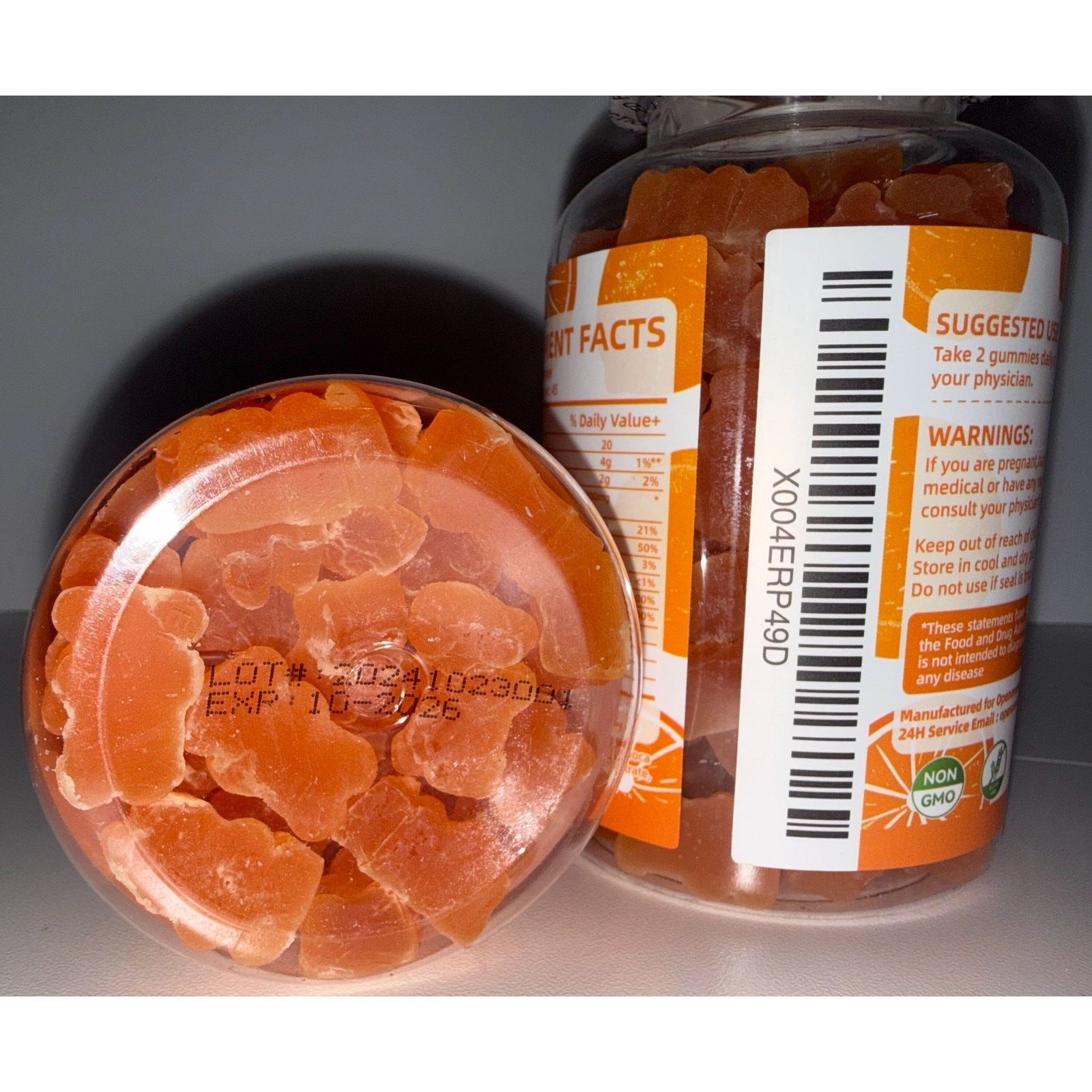 Openovomins Magnesium Glycinate Gummies Orange Flavor 90 Count Each 2 Bottles