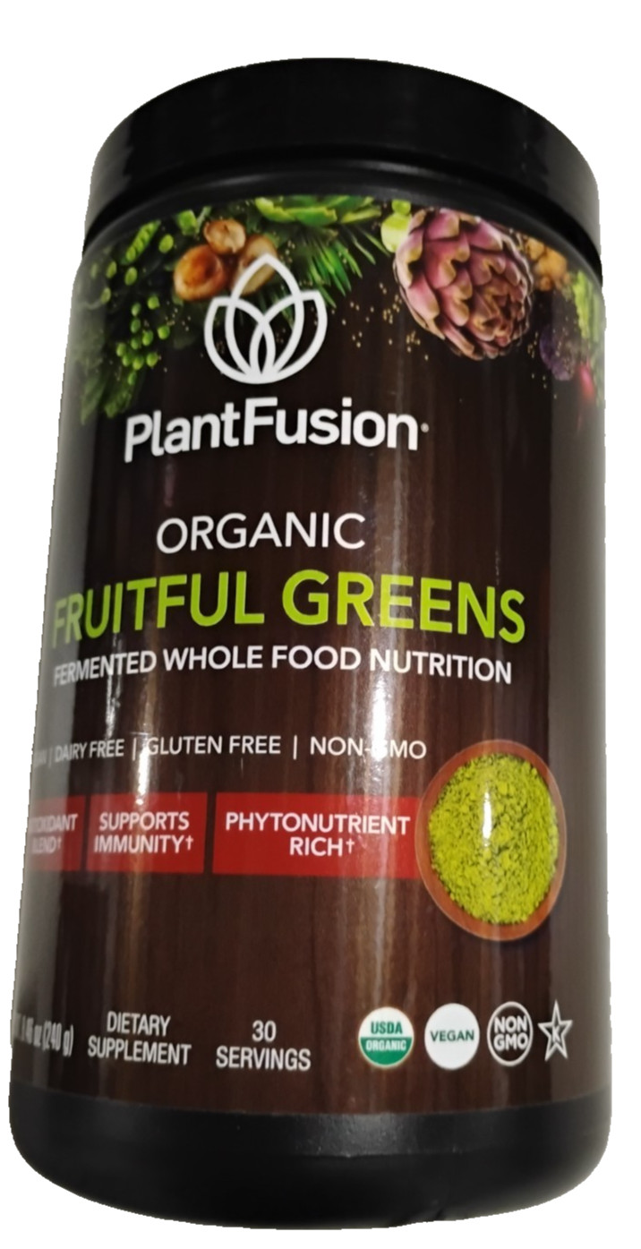 PlantFusion Organic Fruitful Greens Fermented Whole Food Nutrition 8.46 oz. New