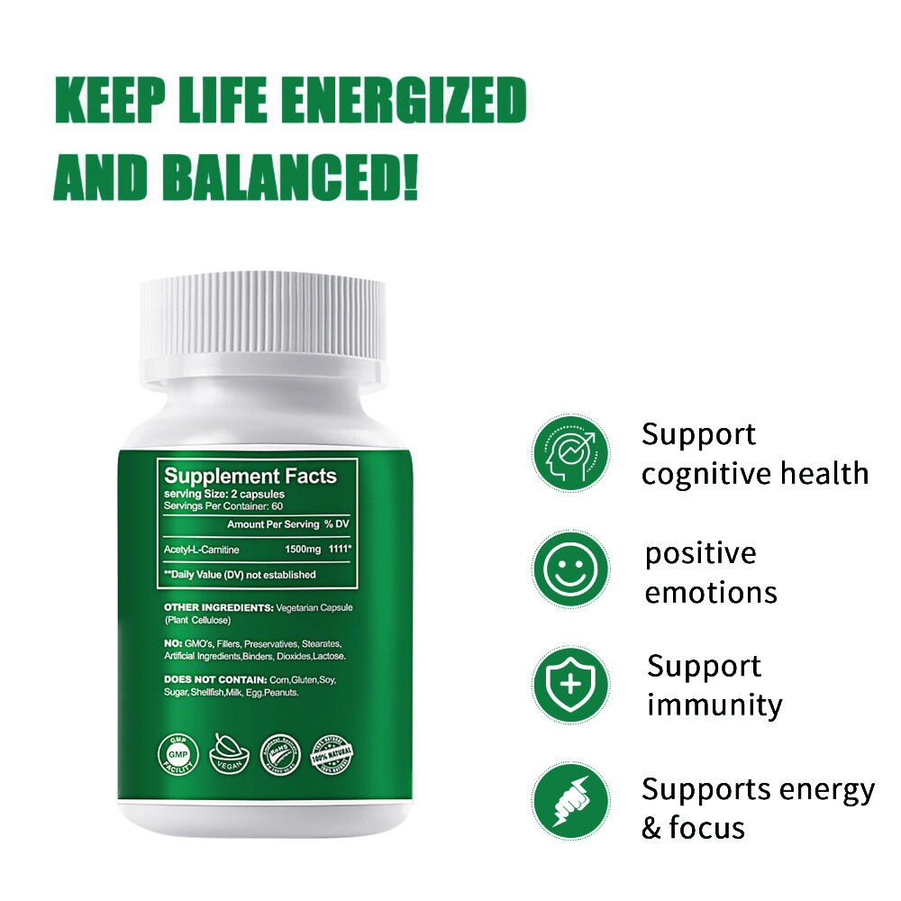 ACETYL L-CARNITINE 1500mg TABLETS Nervous System Health Antioxidant 120 CAPSULES