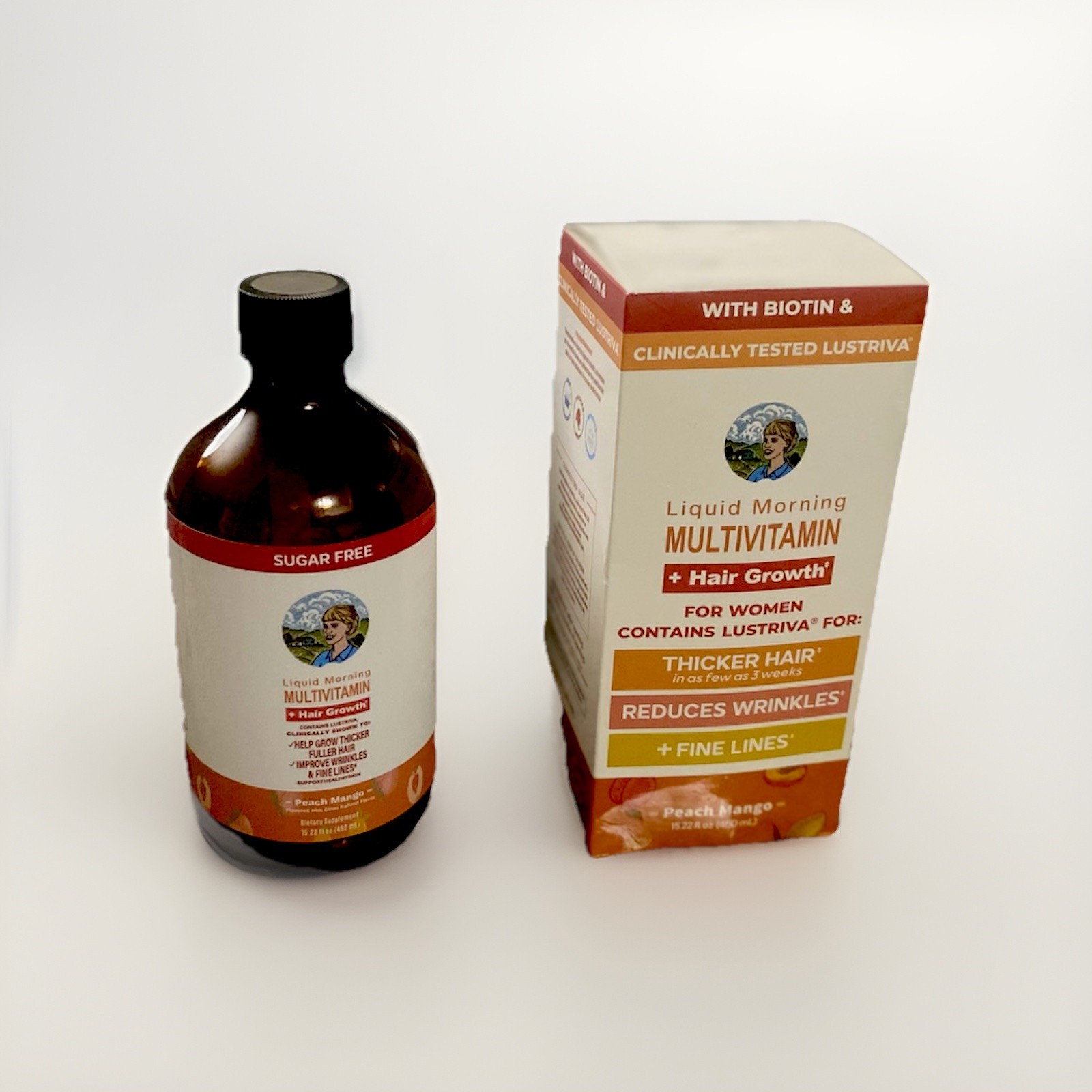 Liquid Multivitamin Hair Growth for Women Sugar Free Biotin Peach Mango 16 fl oz