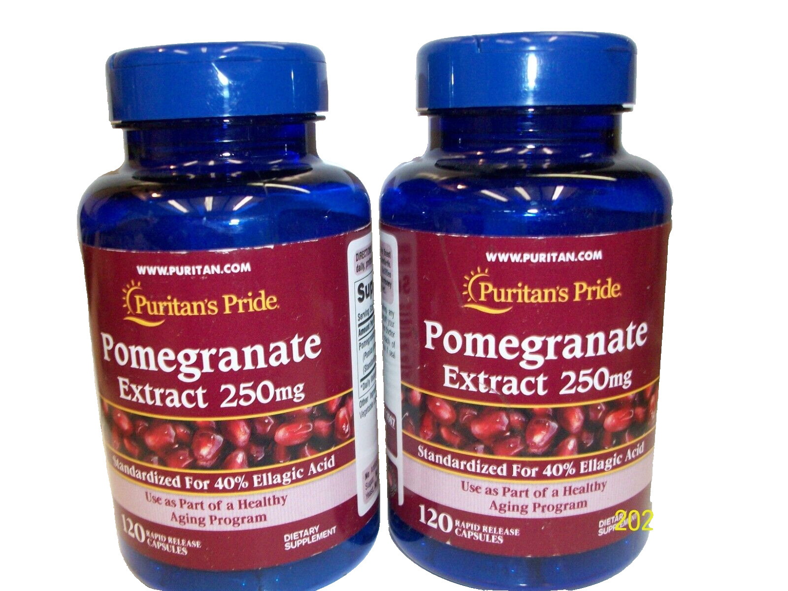 Pomegranate Extract 250mg 120 Capsules (2 Btl.) Promotes Healthy Aging