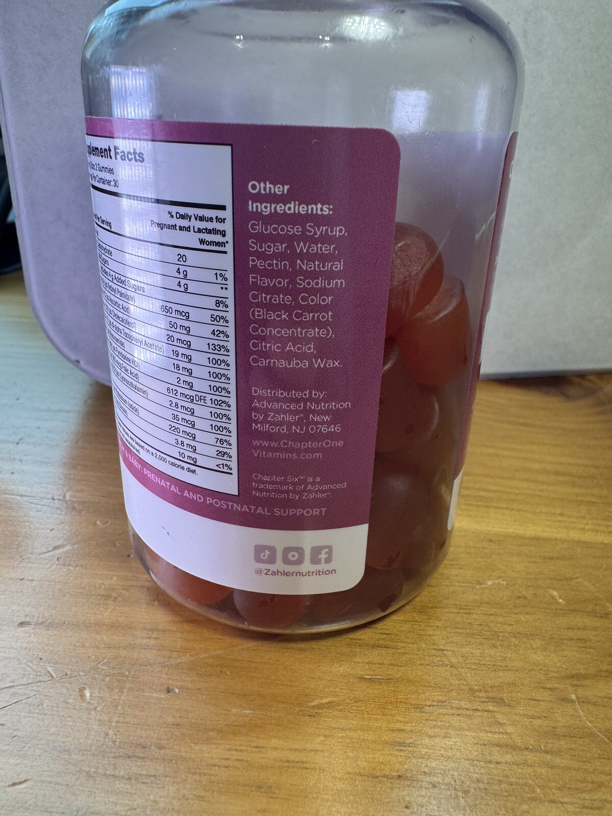 New Sealed Zahler Chapter Six Womens Prenatal Grape Flavor Vitamins 60 Gummies