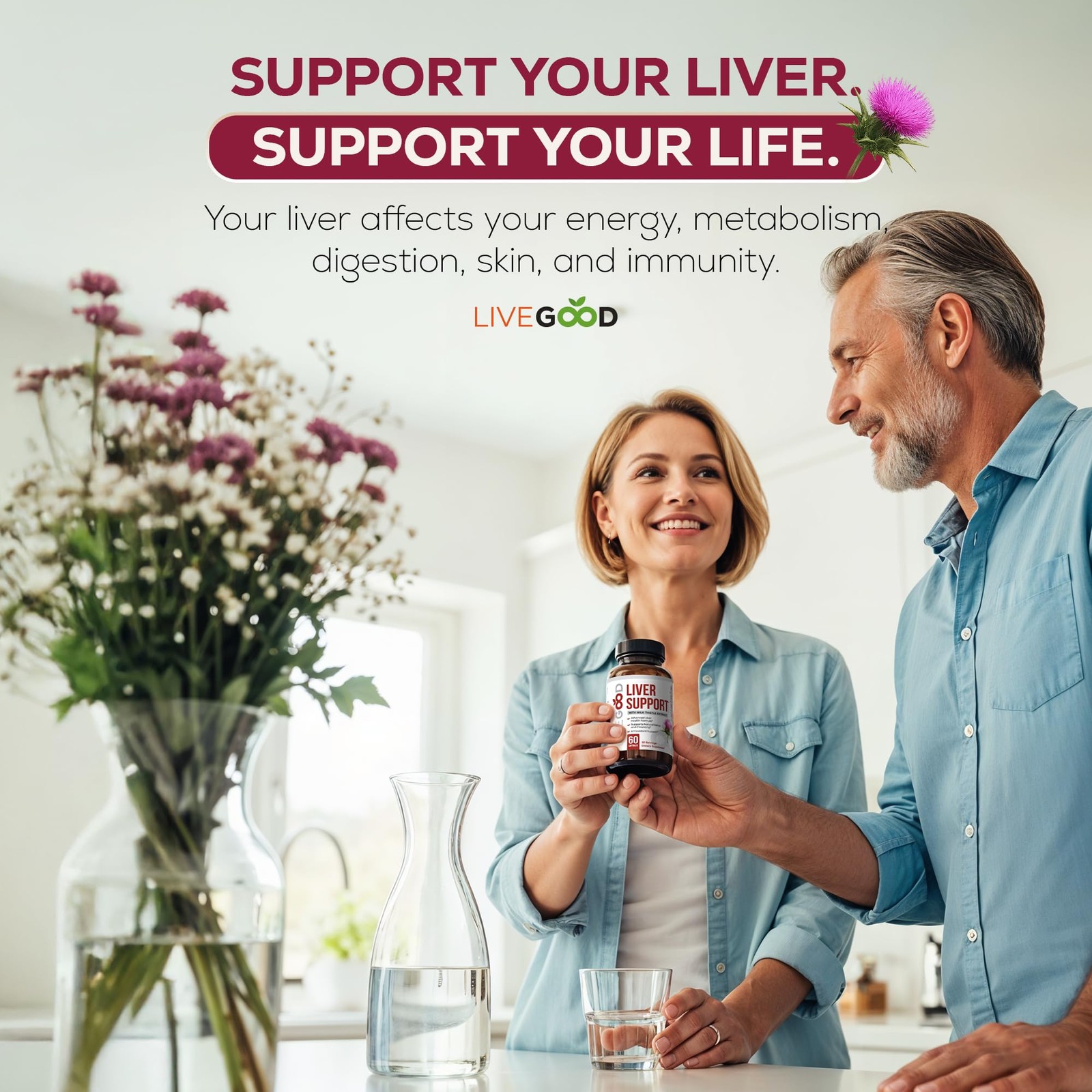 LIVEGOOD Liver Support Supplement with TUDCA & Ox Bile – 60 Count (Pack of 1)
