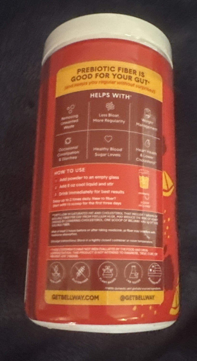 NEW Bellway Super Fiber+Fruit Psyllium Supplement Flavor Raspberry Lemon