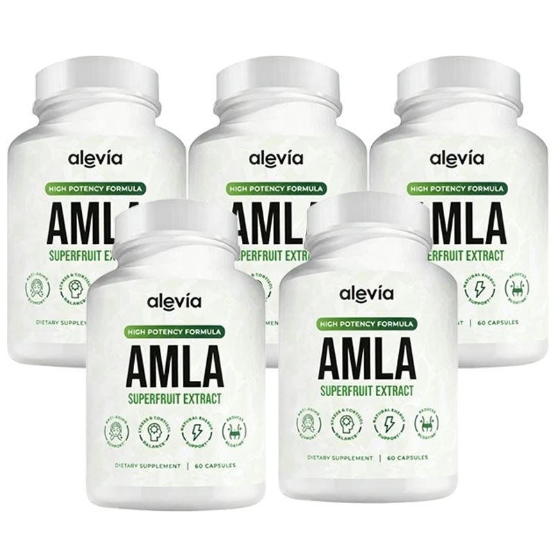 5X Alevia Organic Indian Capsules 1000mg Amla Gooseberry Antioxidant Supple 60c