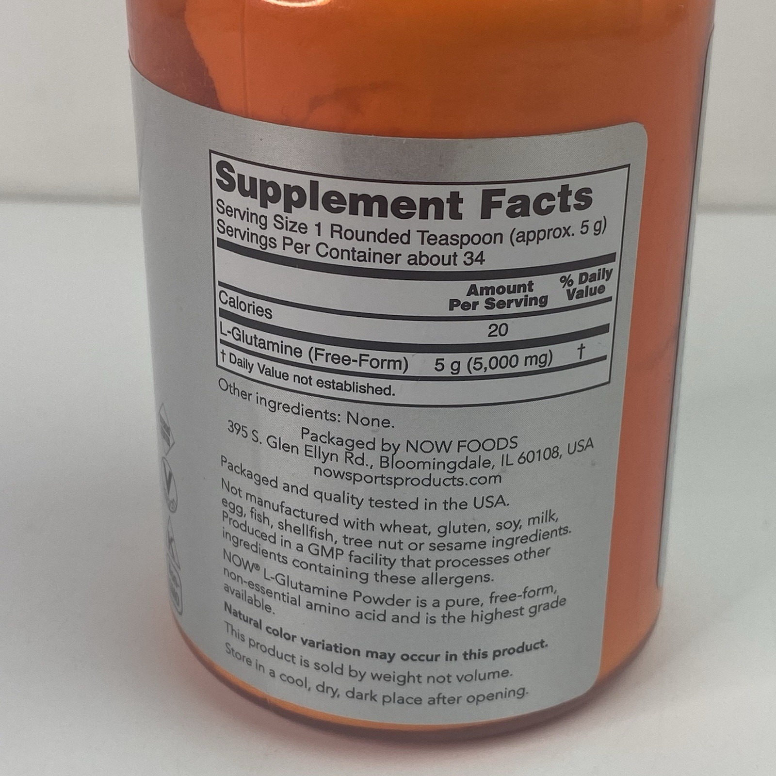 Now Foods Sports • L-Glutamine Powder 6 Oz / 170g Powder Supplement Amino Acids