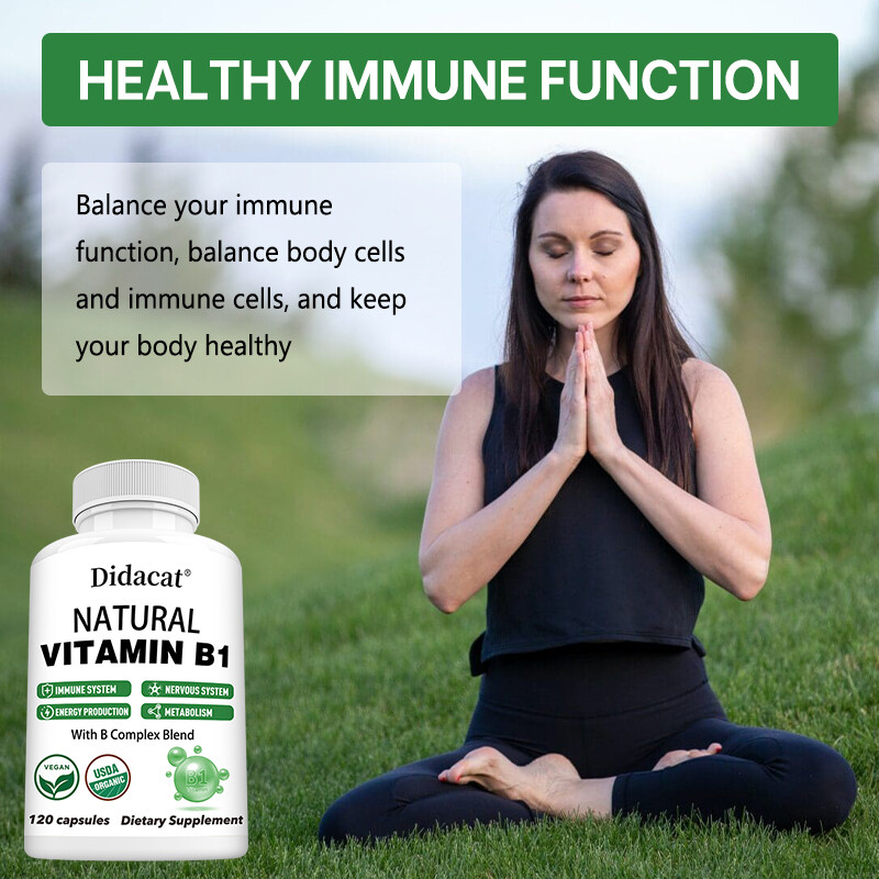 Natural Vitamin B1 Capsules – with 8 Essential Vitamin B Complex for Men & Women