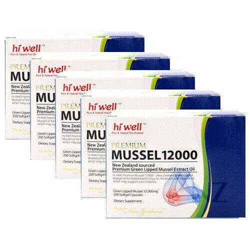 Hi well New Zealand Green Lipped Mussel Oil 12000 mg 200 caps (5 Pack)