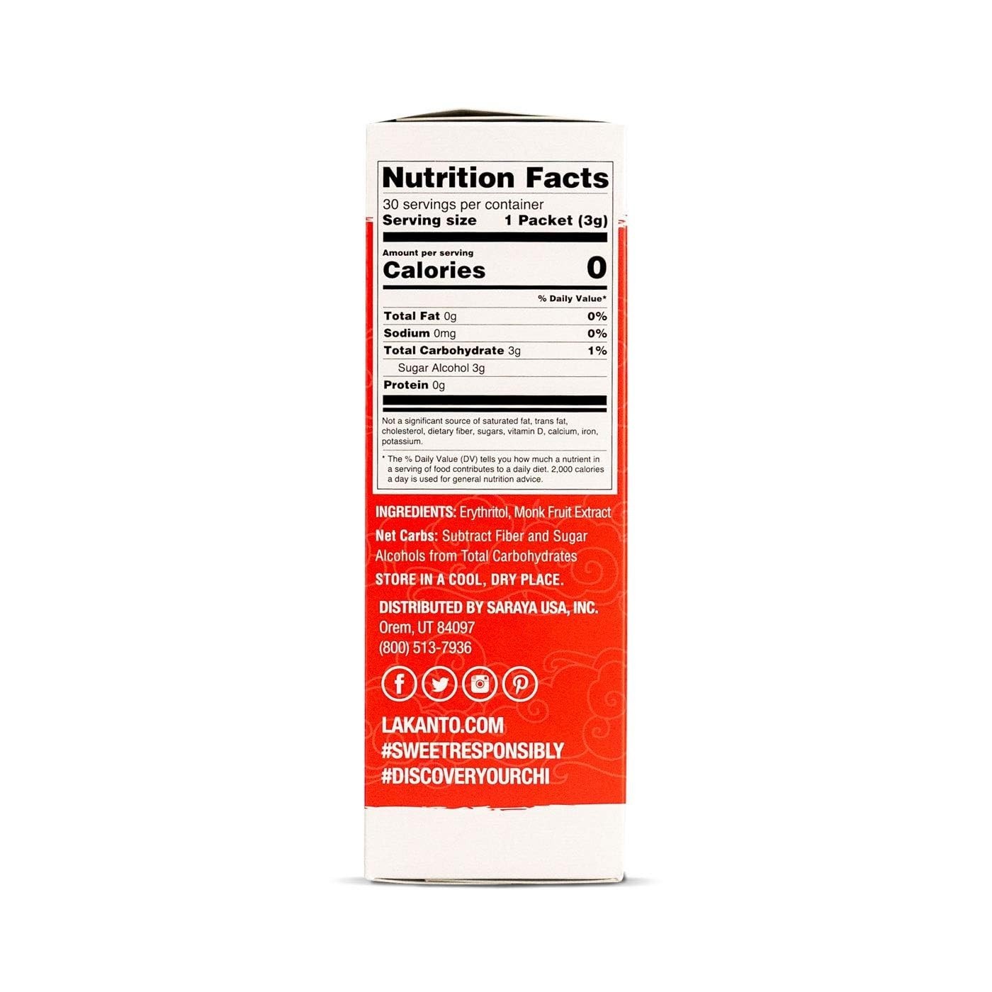 Lakanto Monkfruit Sweetener with Erythritol Packets 30 pckts Each (Pack of 6)