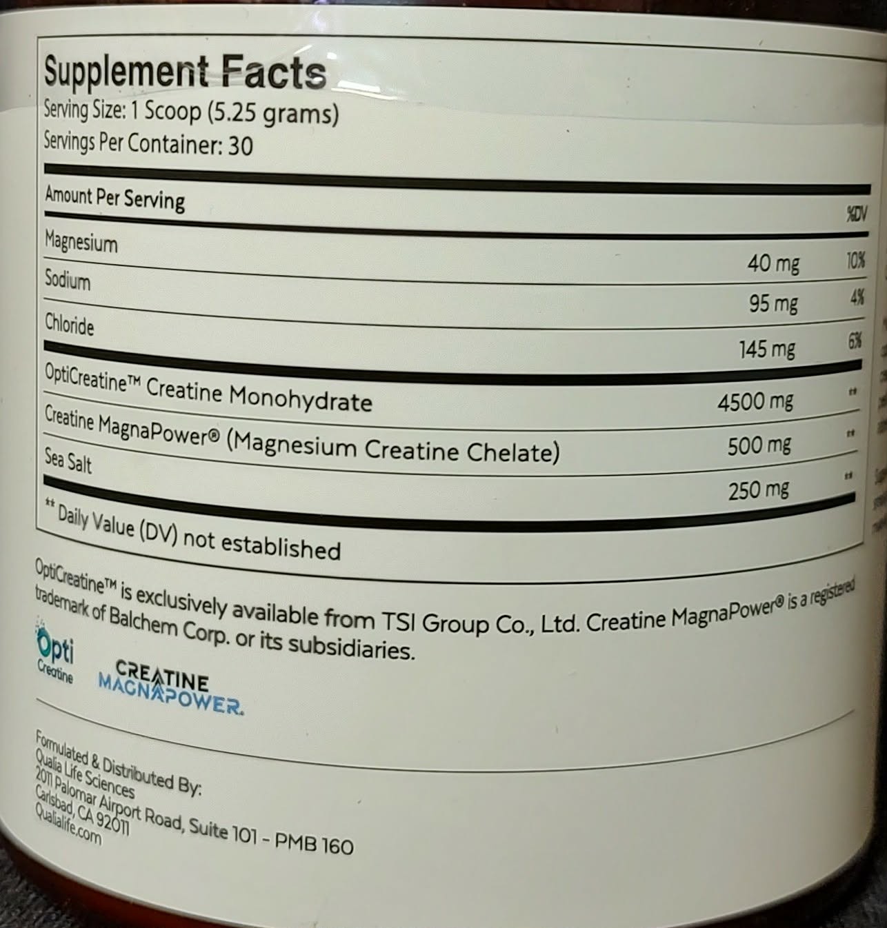 Creatine Monohydrate, Magnesium, Qualia Dietary Supplement Powder