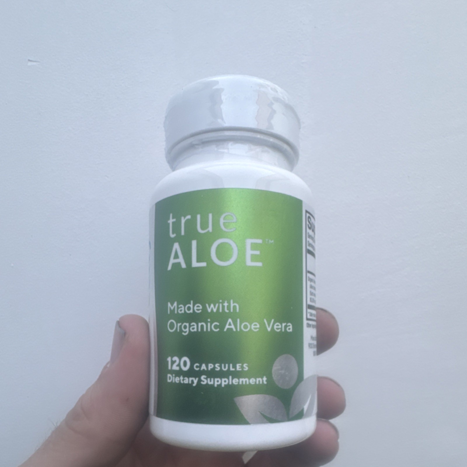 TrueAloe Organic Aloe Vera 400mg 120 Capsules Gluten-Free Non-GMO Exp 09/2027