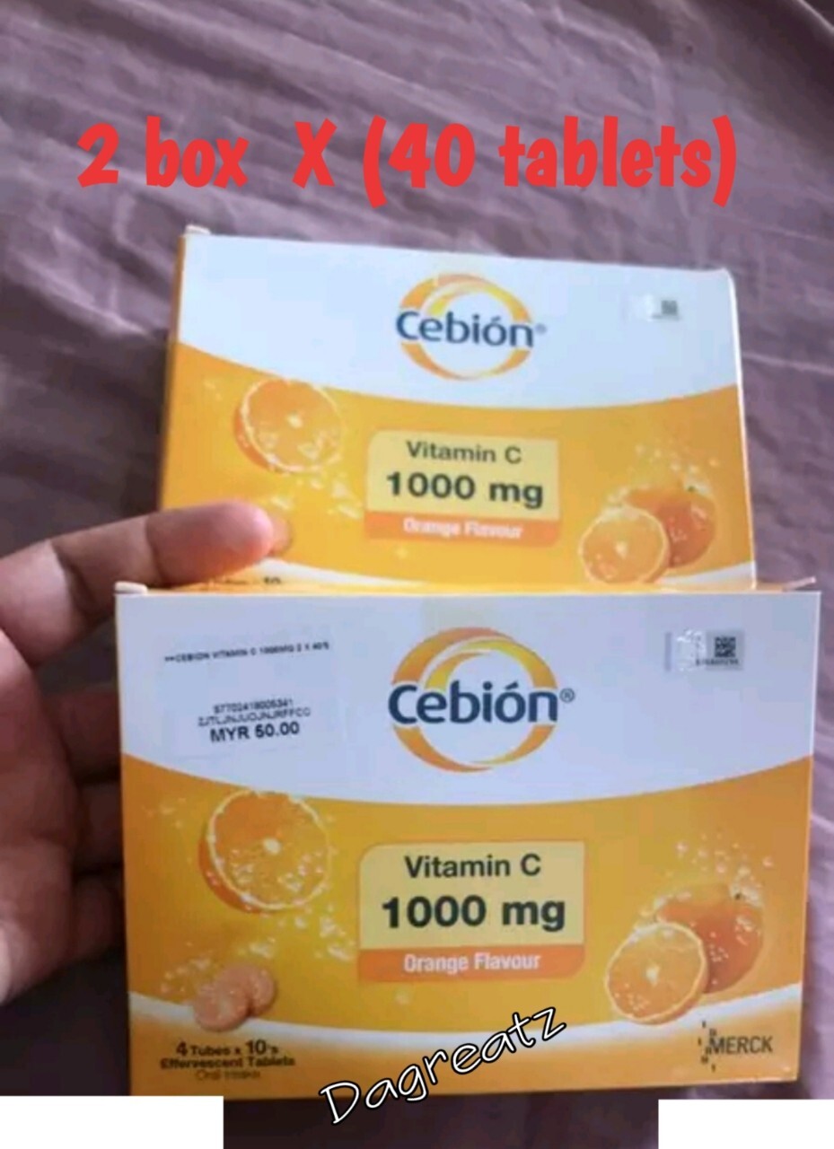 2x 40 Tablets CEBION Effervescent Vitamin C 1000mg Daily Supplement OrangeFlavor