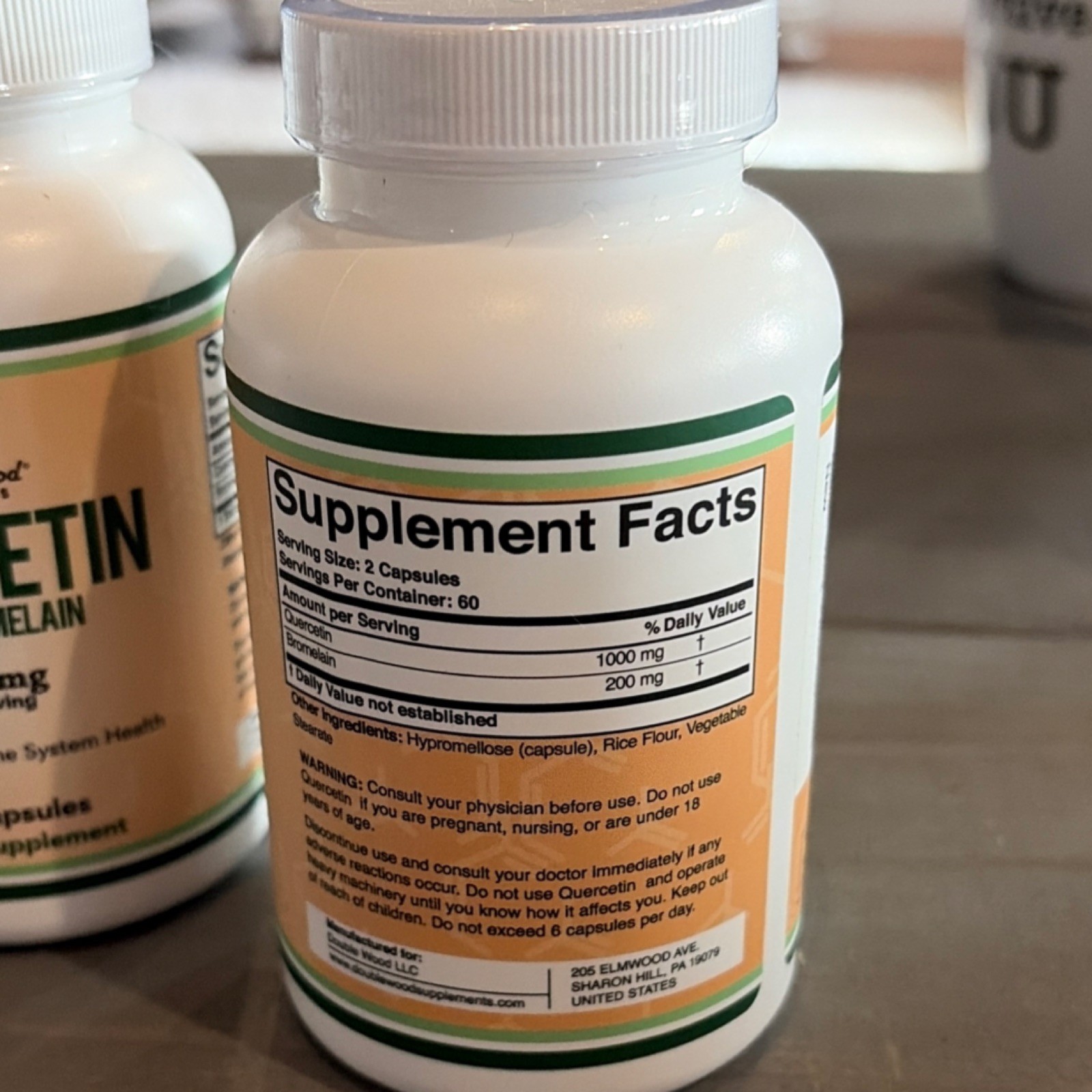 Double Wood Supplements Quercetin Bromelain 1200mg 120 Capsules Gluten-Free