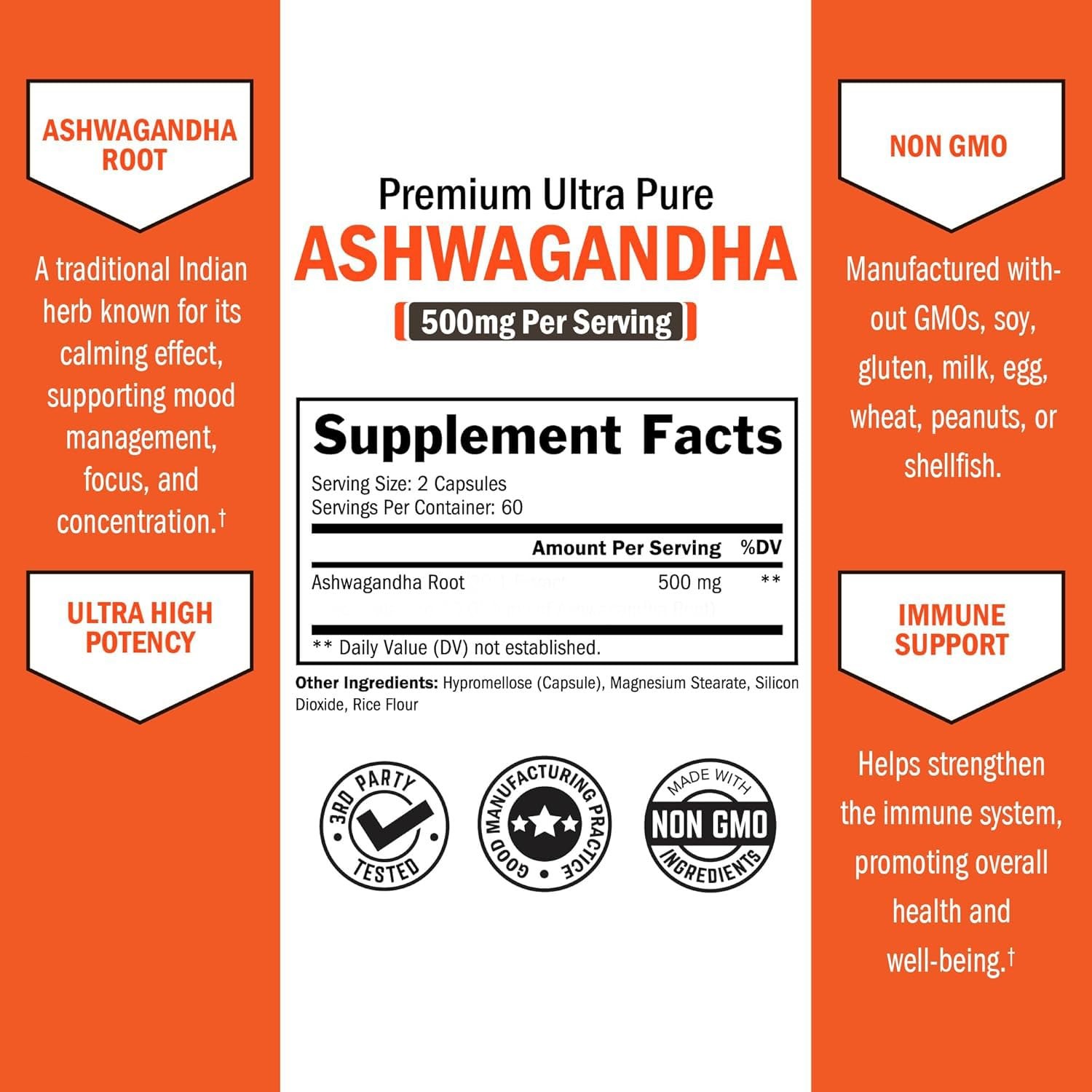 Ashwagandha Supplements – Extra Strength 120 Count (Pack of 1)