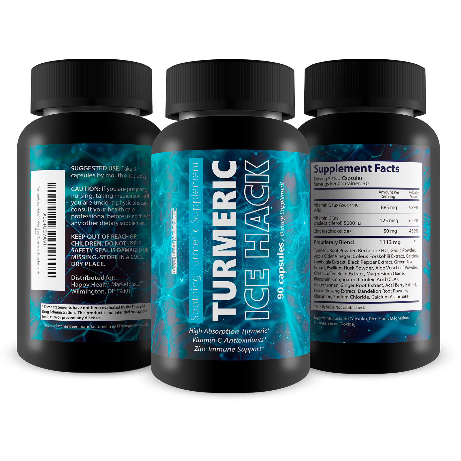 Turmeric Ice Hack Pills – Soothing Nervous System Support – Swelling Support