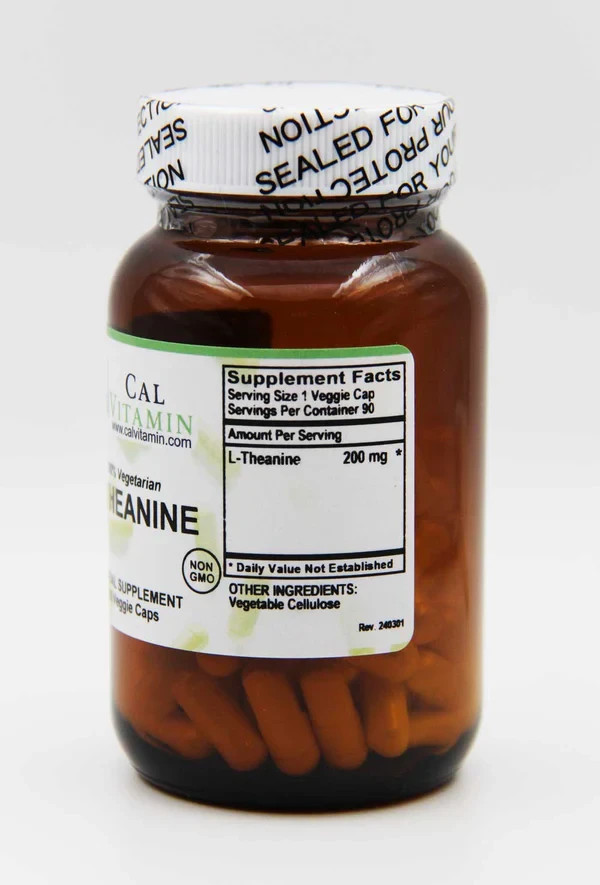 CalVitamin L-Theanine 200mg 90 Veggie Capsules Relaxation & Focus Support