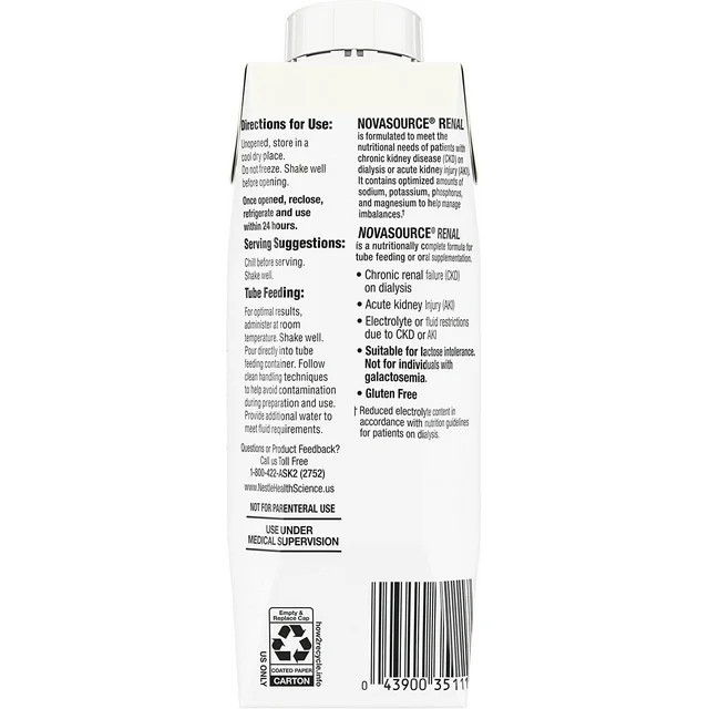 Novasource Renal Vanilla, 8 Fluid Ounces, 24 Per Case