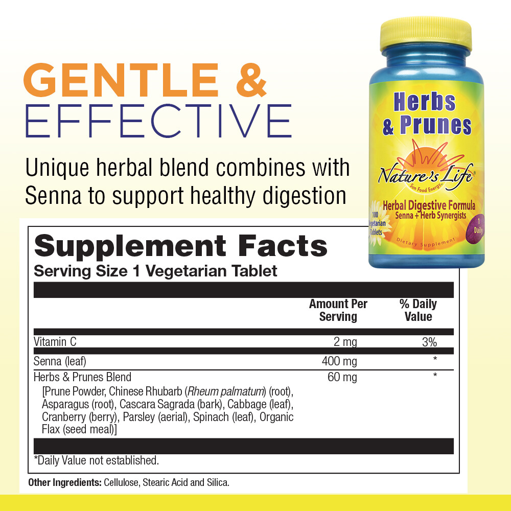 Nature’s Life Herbs & Prunes w/ 400mg Senna, 100ct