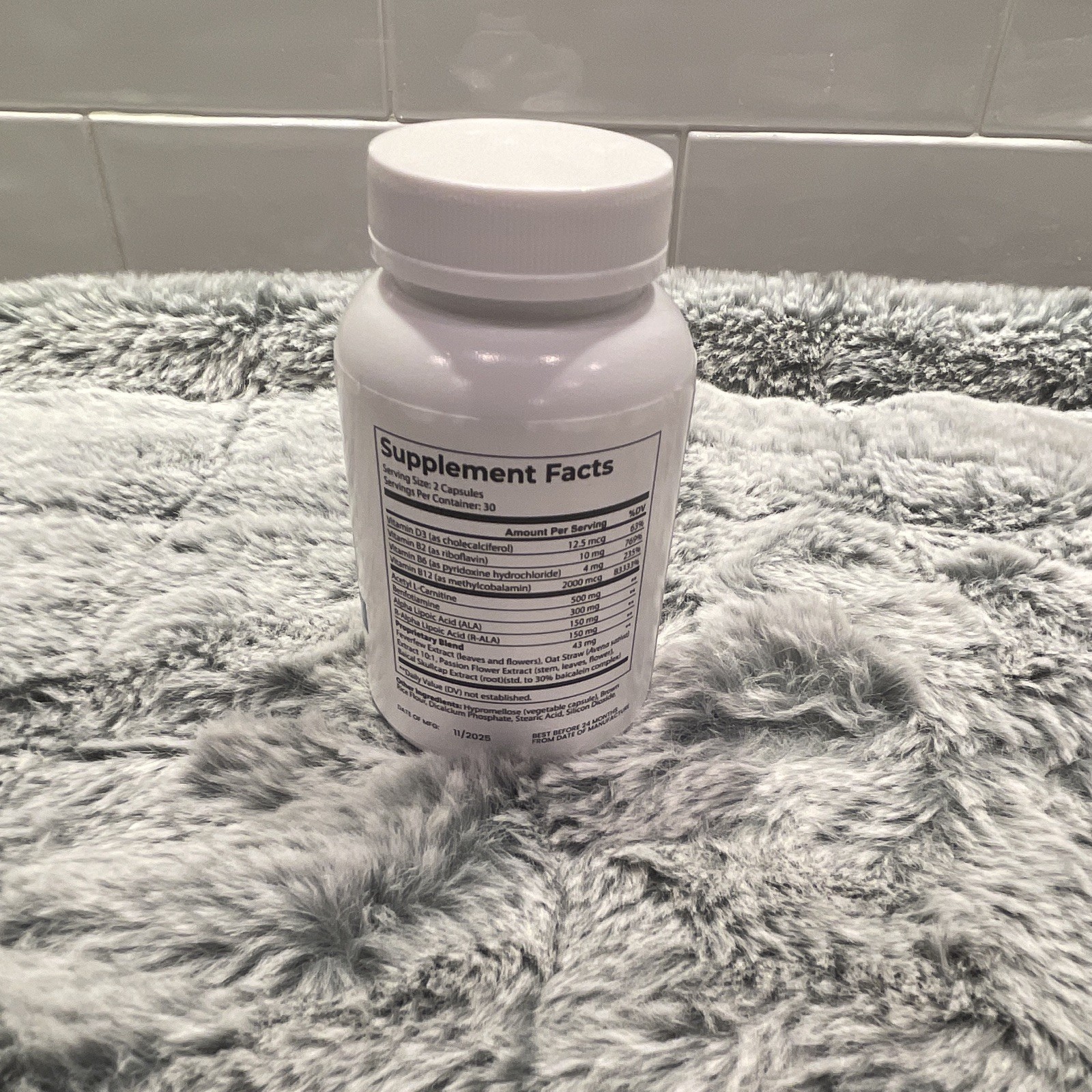 PureHealth Research Nerve Support Capsules D3 B6 B12 ALA 60ct Exp 11/2025