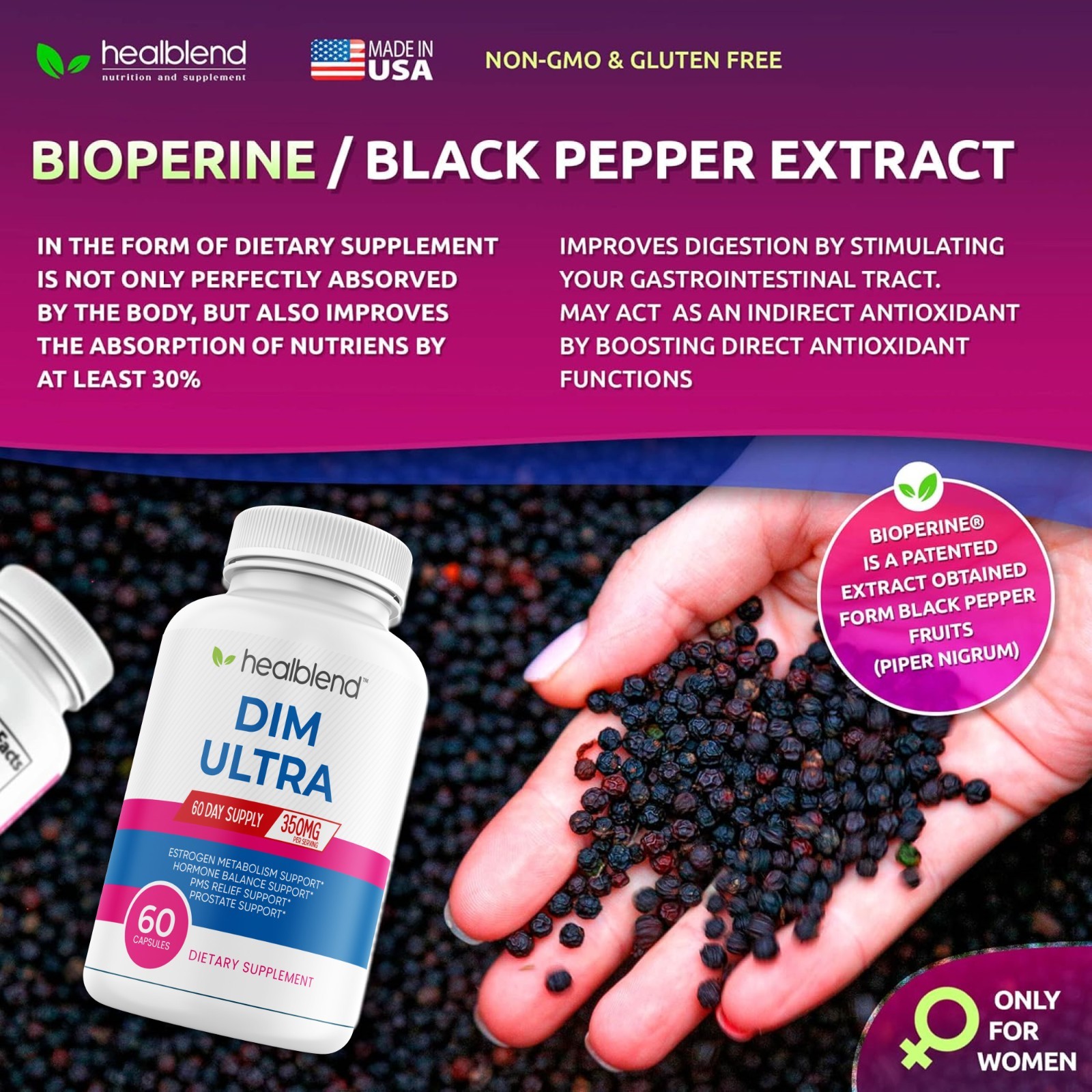 Ultra DIM Capsule for Women Estrogen Hormone Menopause Energy Support PMS Relief