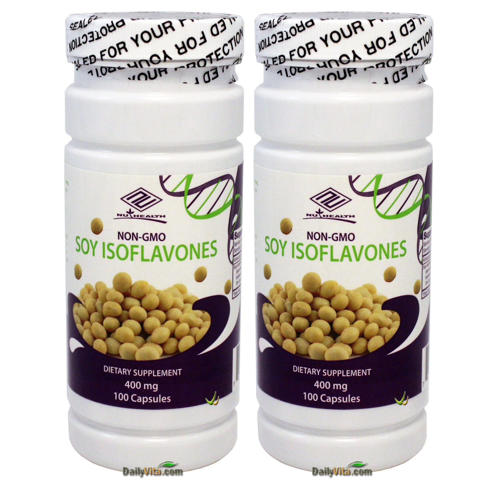 2x NON-GMO Soy Isoflavones Extract 400 mg 100 Caps