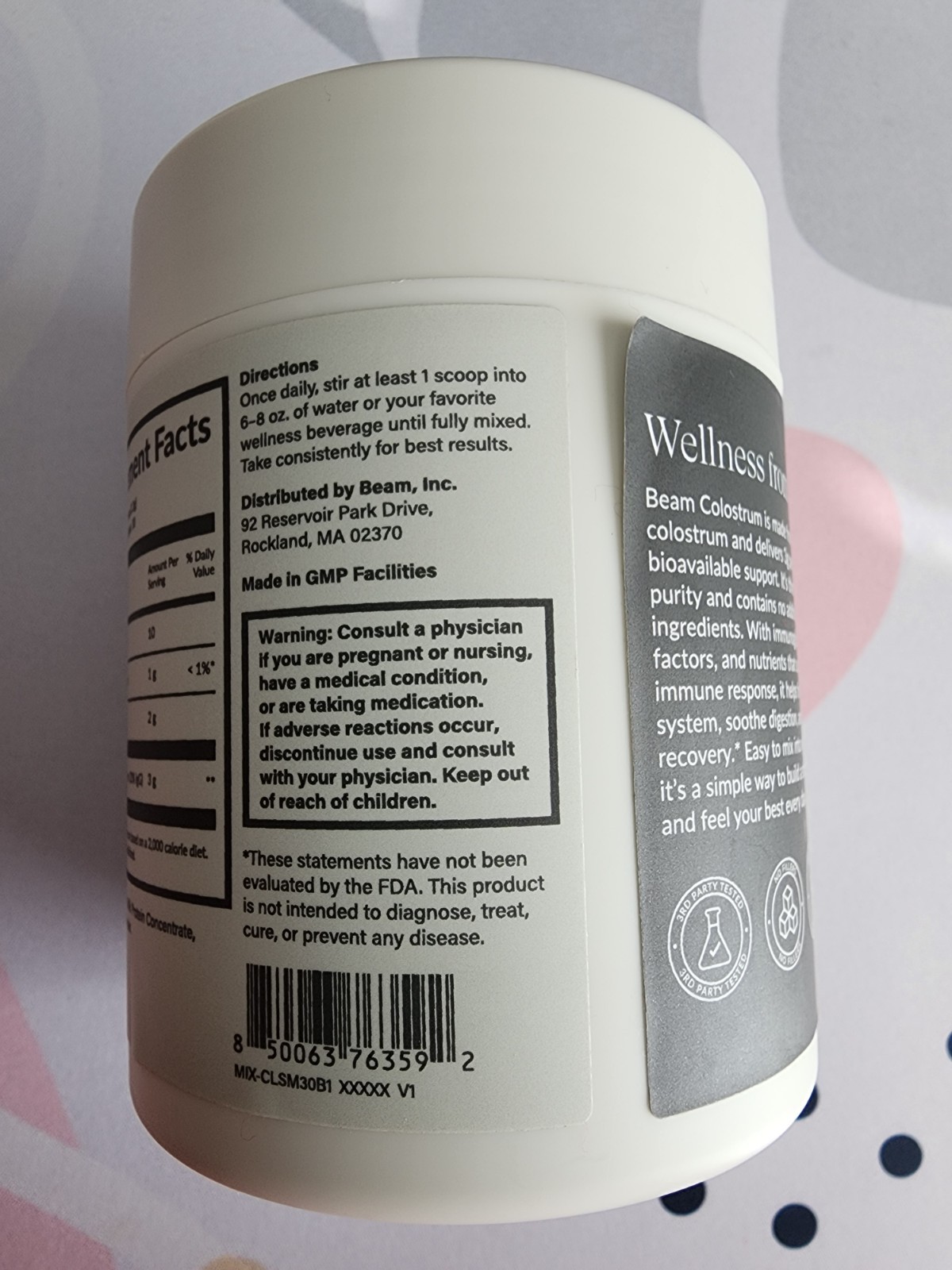 BEAM – Colostrum Daily SuperFood – Unflavored – 30 Servings – 3.53 Oz