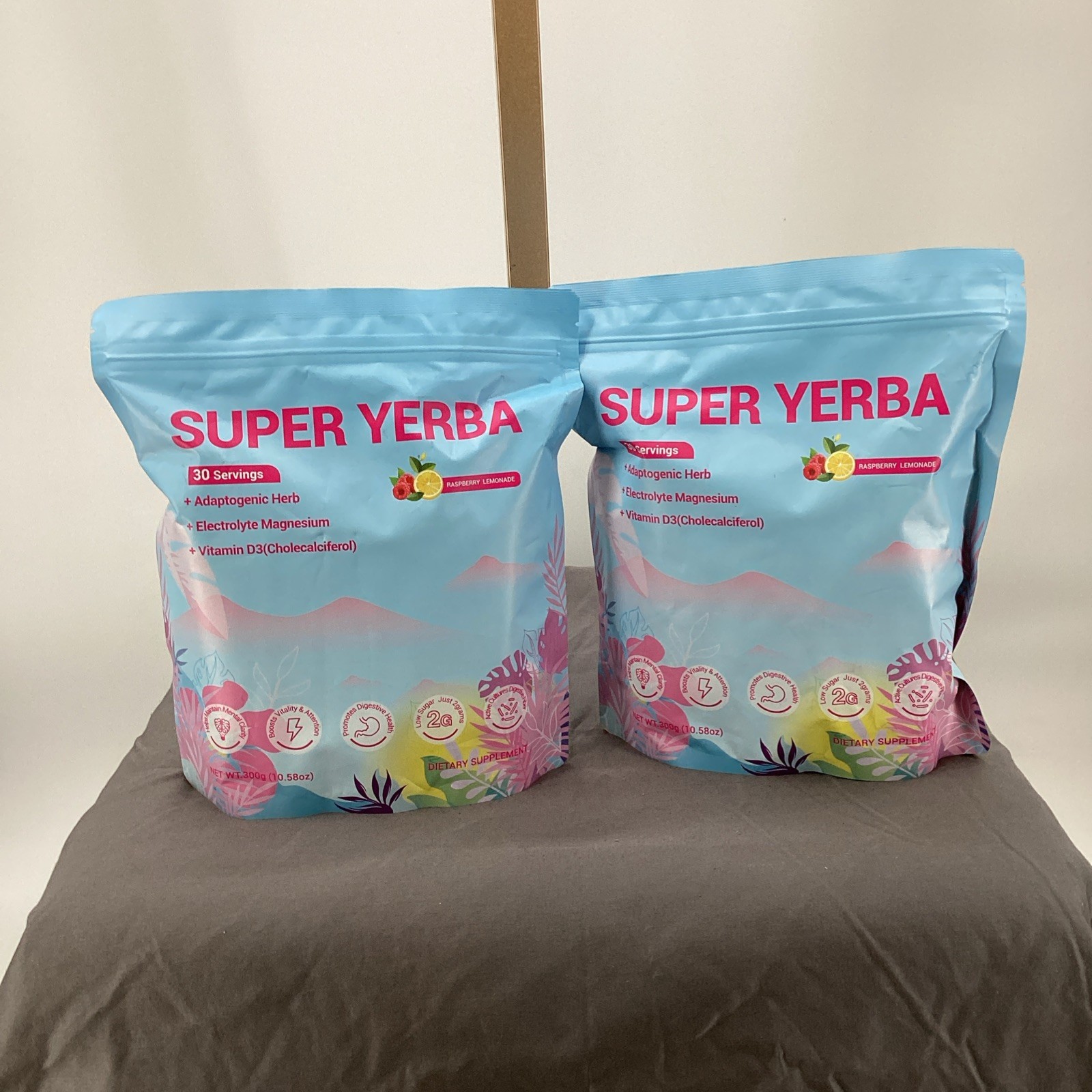 LOT OF 2 Super Yerba Raspberry Lemonade 30 Servings Package Exp: 06/09/2027