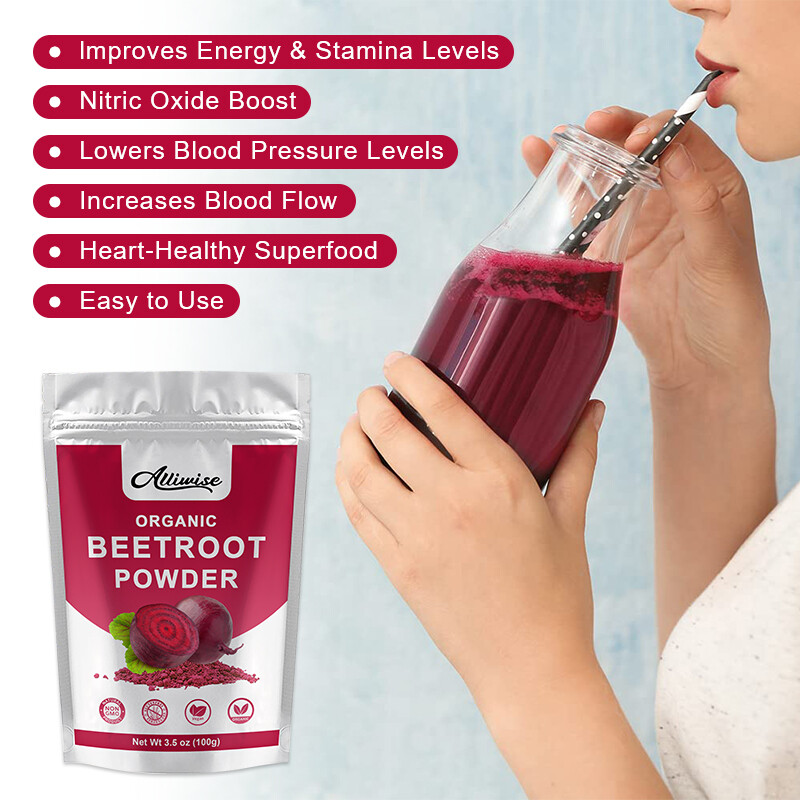 Organic Beet Root Powder Raw Non GMO Pure Beta Vulgaris Nitric Oxide Booste