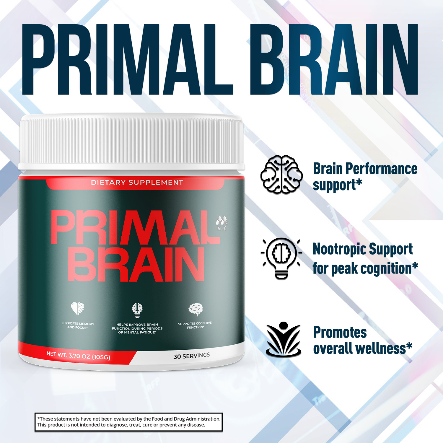 (5 Pack) Primal Brain Powder Advanced Brain Supplement PrimalBrain 150 Servings
