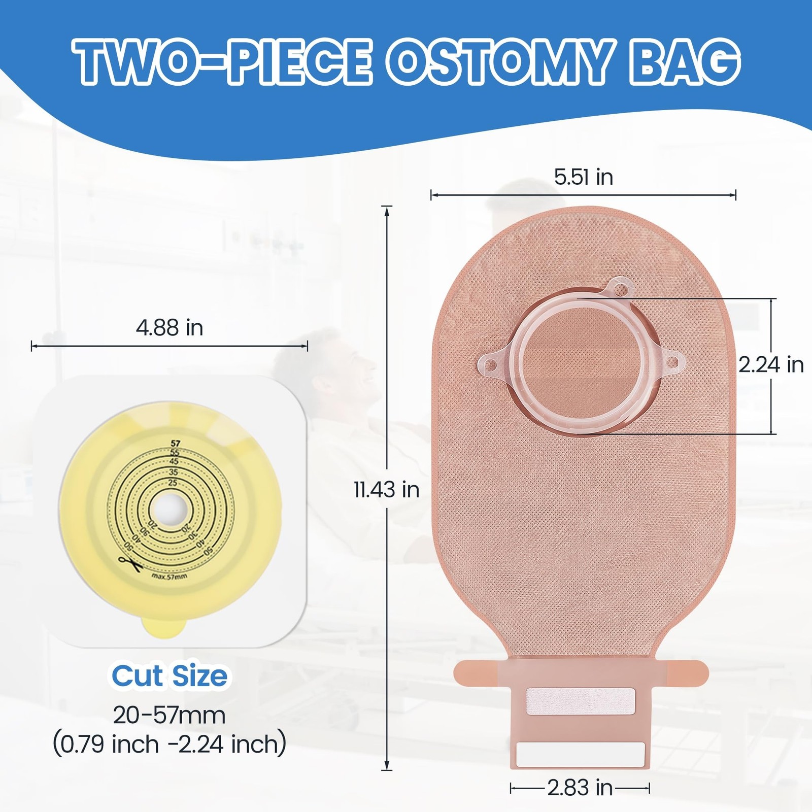 100 Count) 68 Colostomy Bags+32 Barriers, Two-Piece System with Hook and Loop…