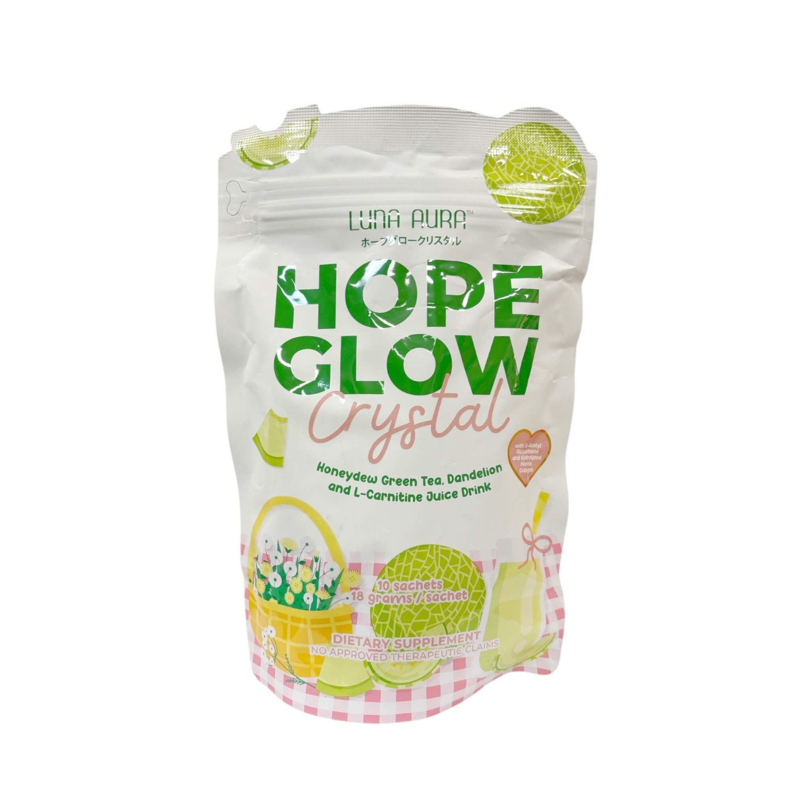 LUNA AURA HOPE GLOW Crystal Honeydew Green Tea & Dandelion – 10 Sachets