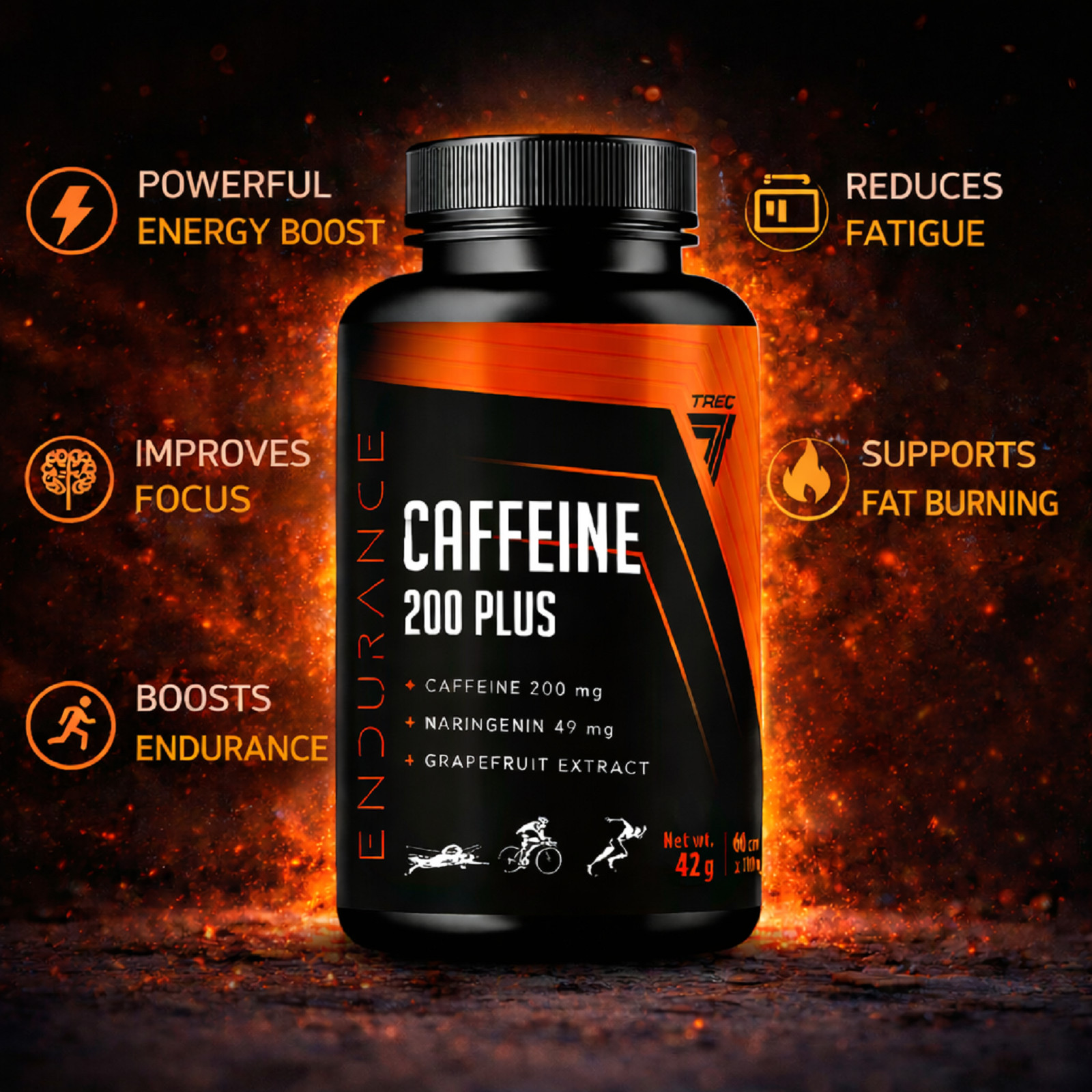 CAFFEINE 200 PLUS – Fast energy supply , concentration, focus , zero calories