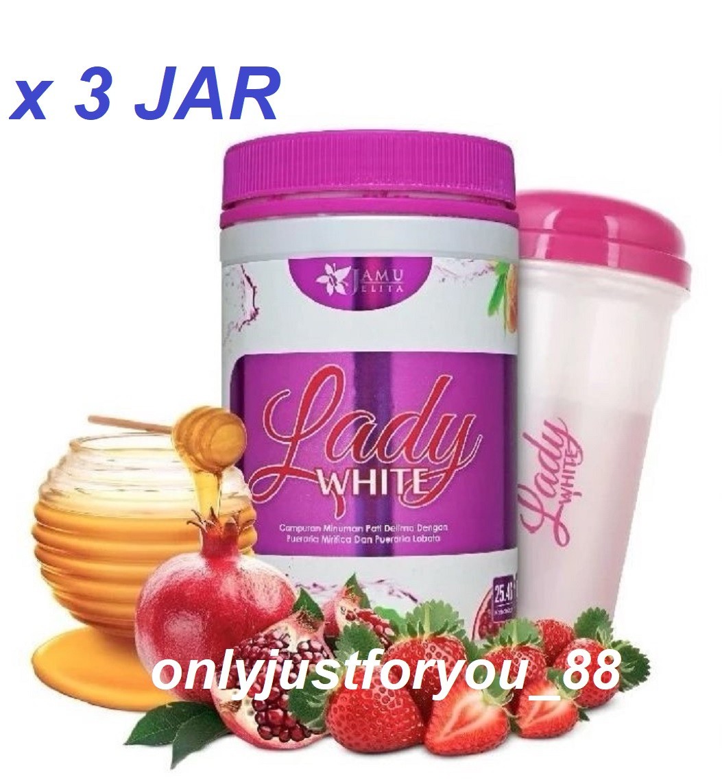 Lady White Jamu Jelita Drink Powder Elegance Booster for Women 400g NEW X 3 JAR