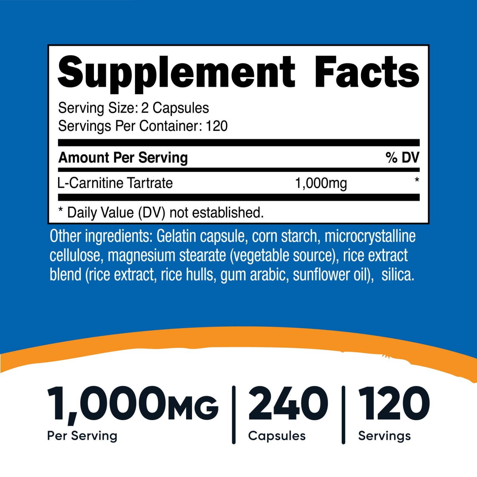 Nutricost L-Carnitine Tartrate Capsules (240 Caps) – 1 Gram per Serving 120 Serv