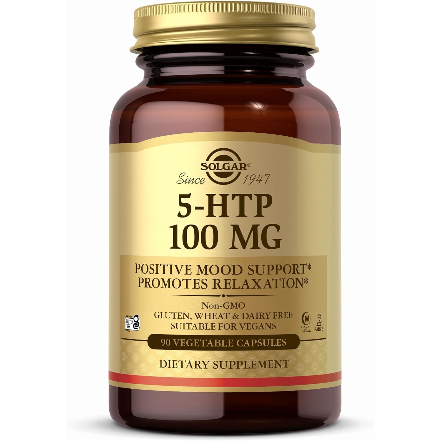 Solgar 5-HTP 100 mg, Promotes Relaxation, 90 Vegetable Capsules