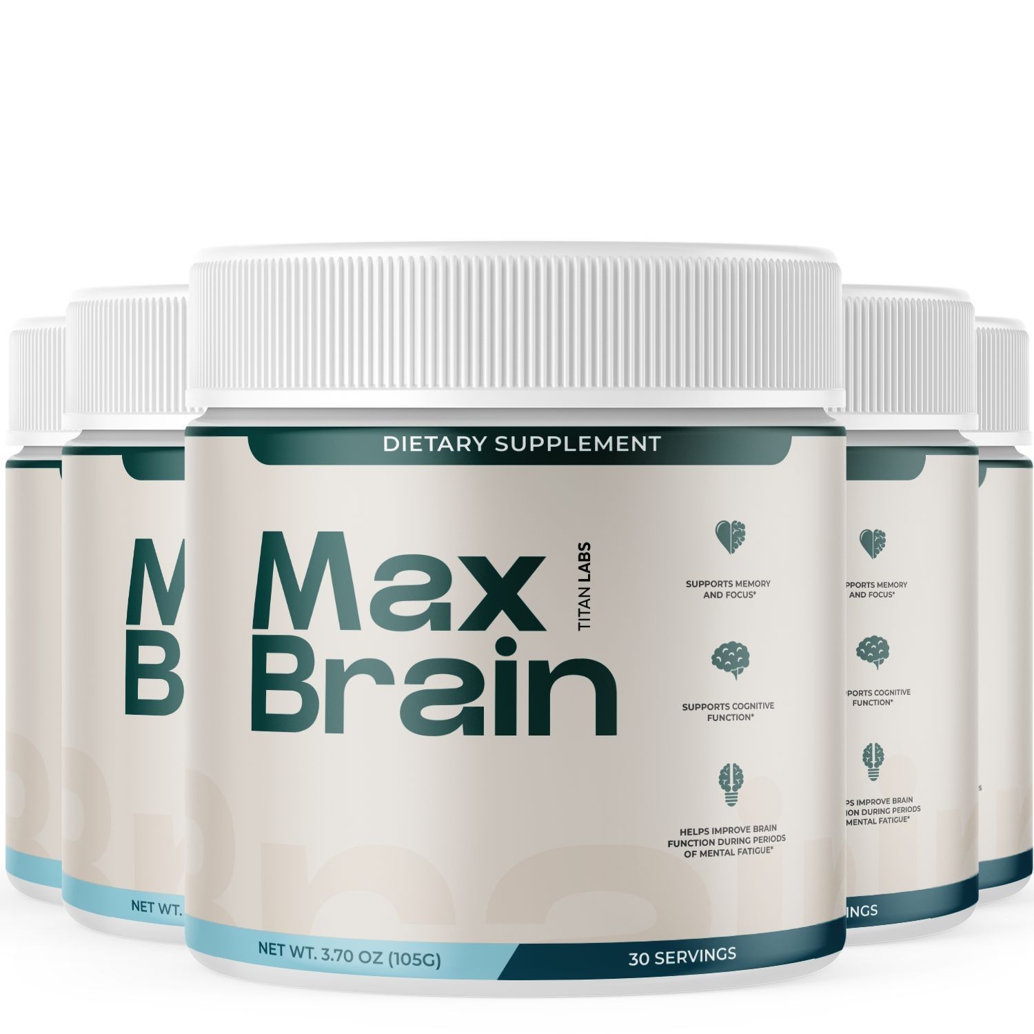 (5 Pack) Max Brain Powder Natural Brain Support Supplement MaxBrain 150 Servings